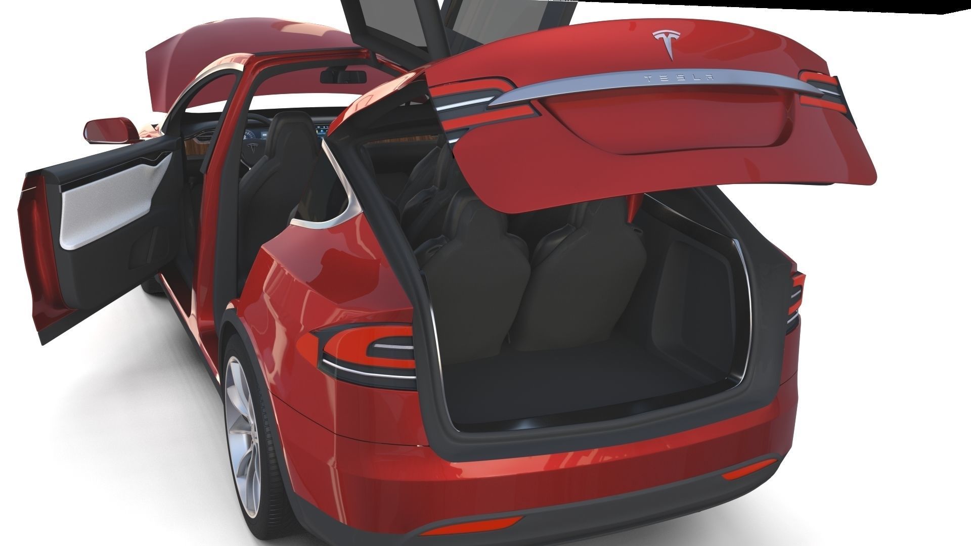 Tesla Model X Red with interior 3D model_36