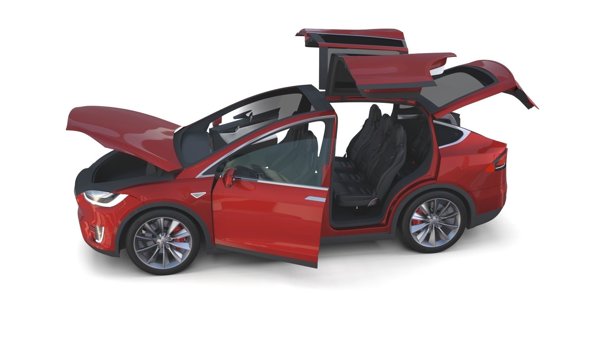 Tesla Model X Red with interior 3D model_29