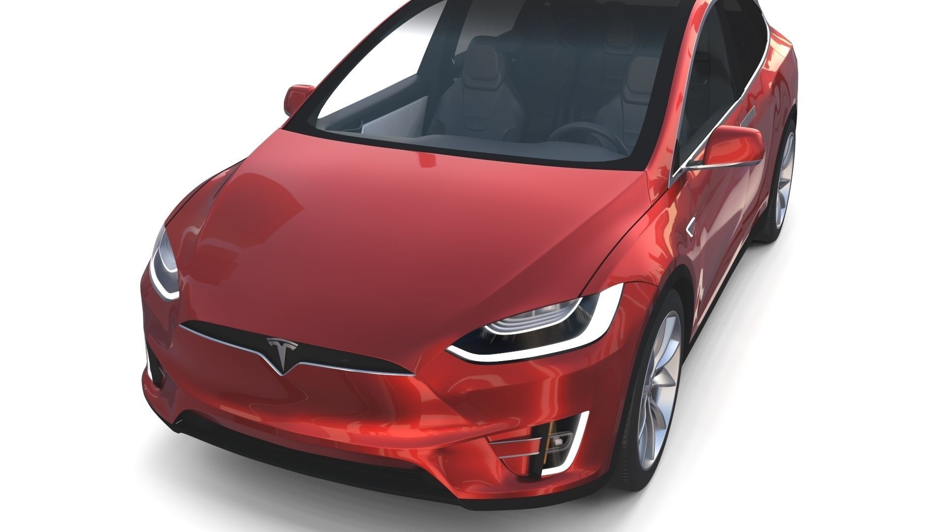 Tesla Model X Red with interior 3D model_7