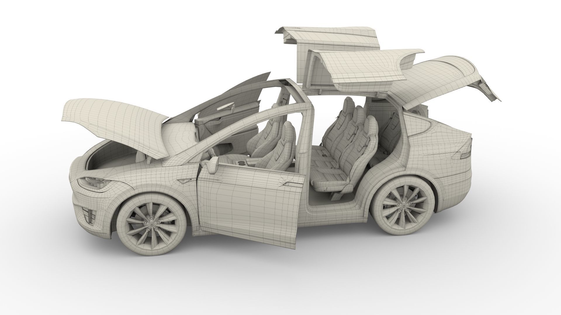 Tesla Model X Red with interior 3D model_46