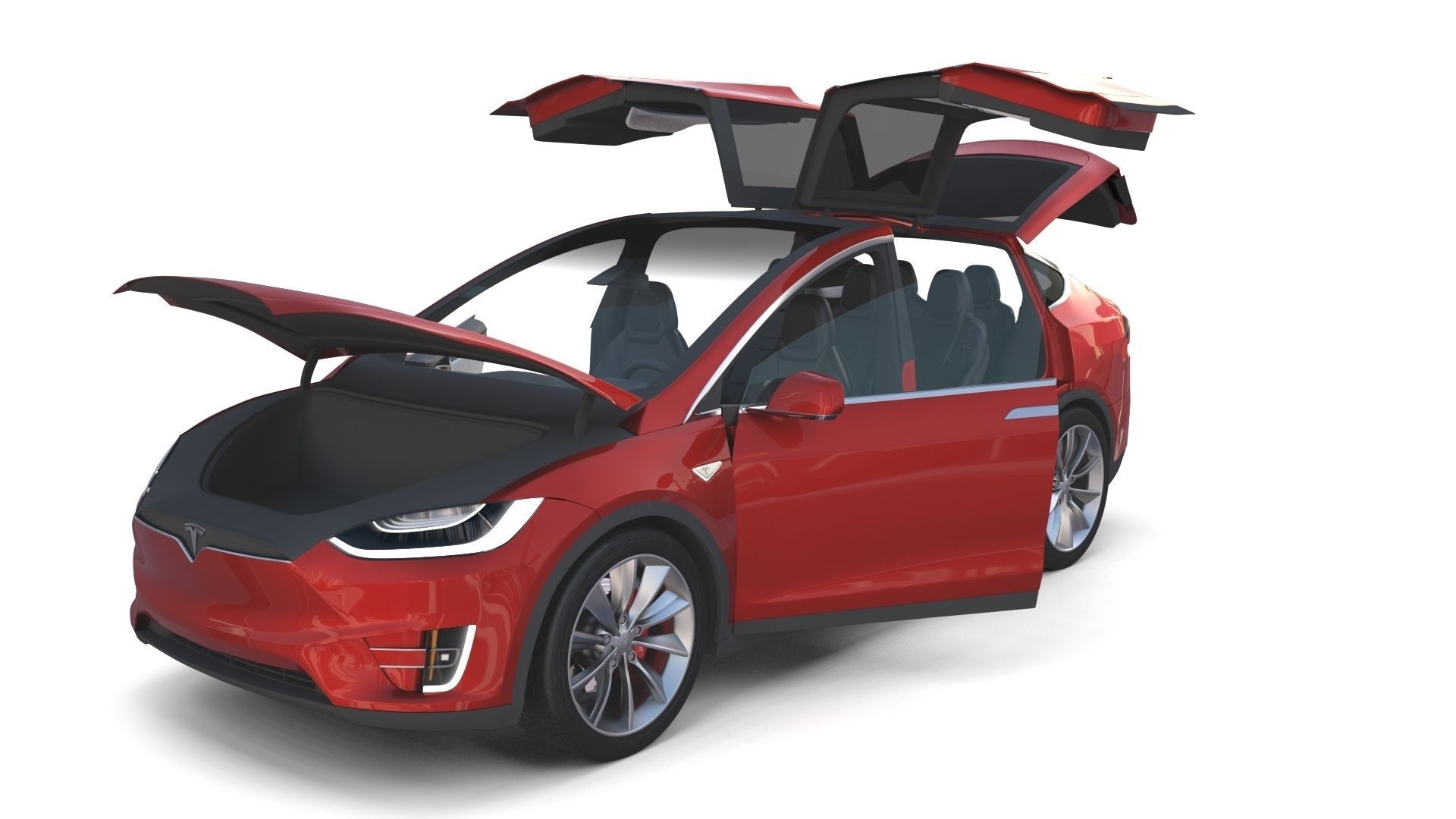 Tesla Model X Red with interior 3D model_27