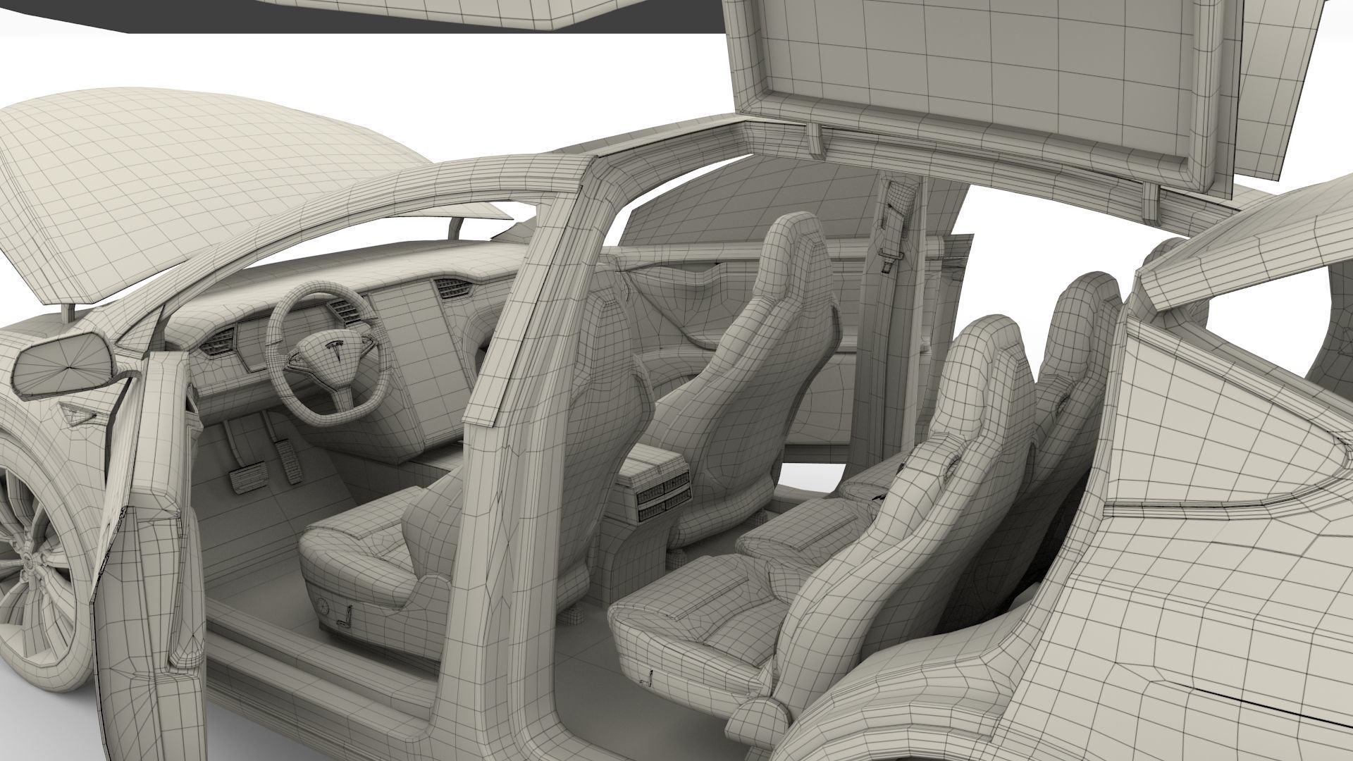 Tesla Model X Red with interior 3D model_57