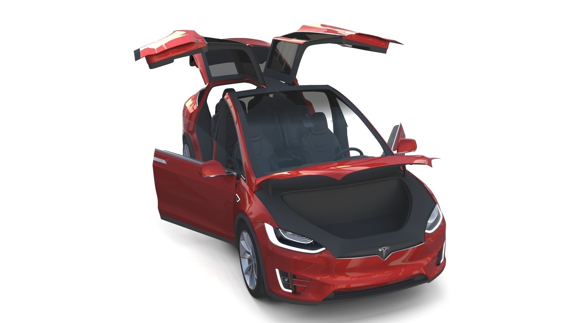 Tesla Model X Red with interior 3D model_34