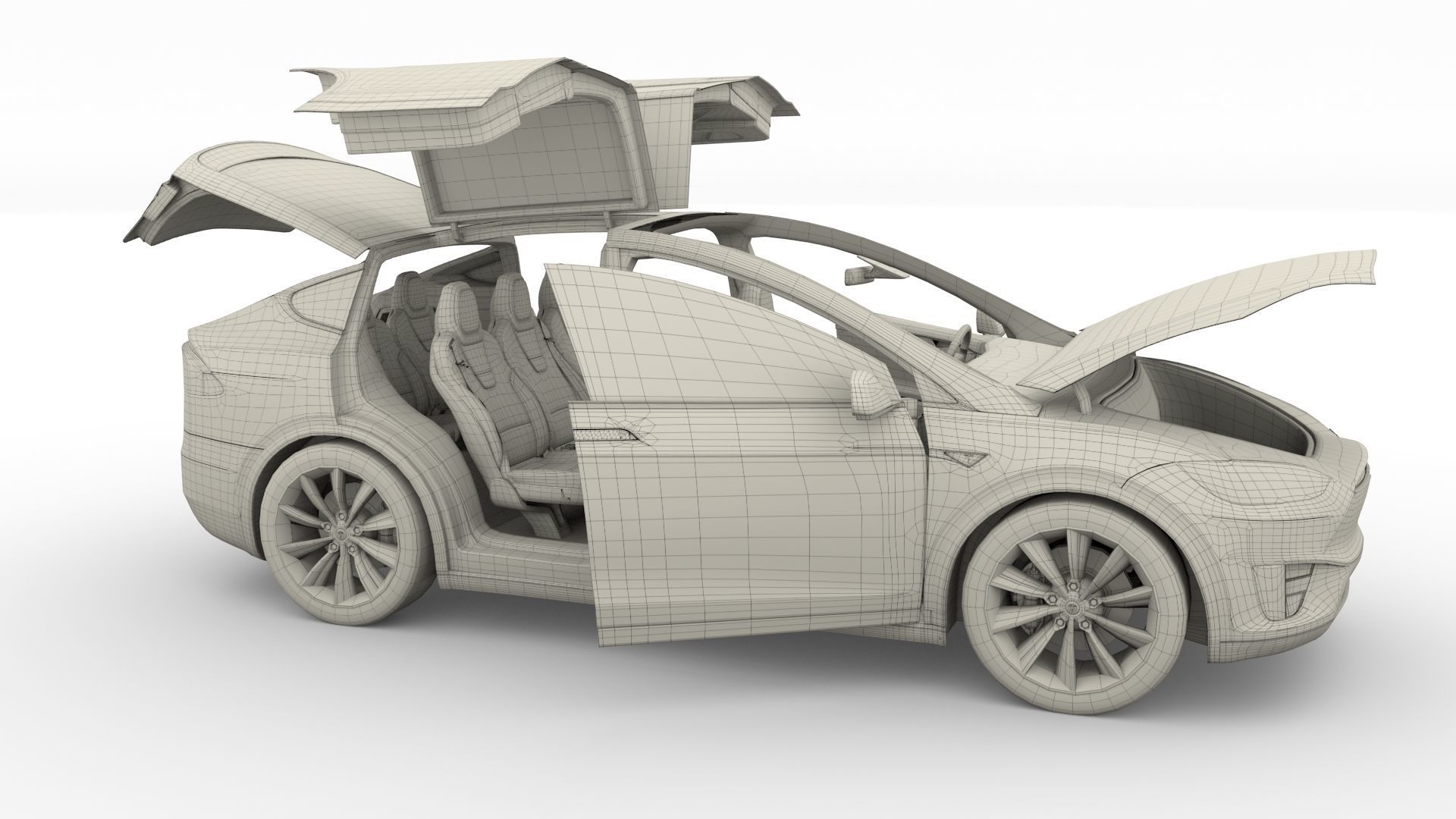 Tesla Model X Red with interior 3D model_44