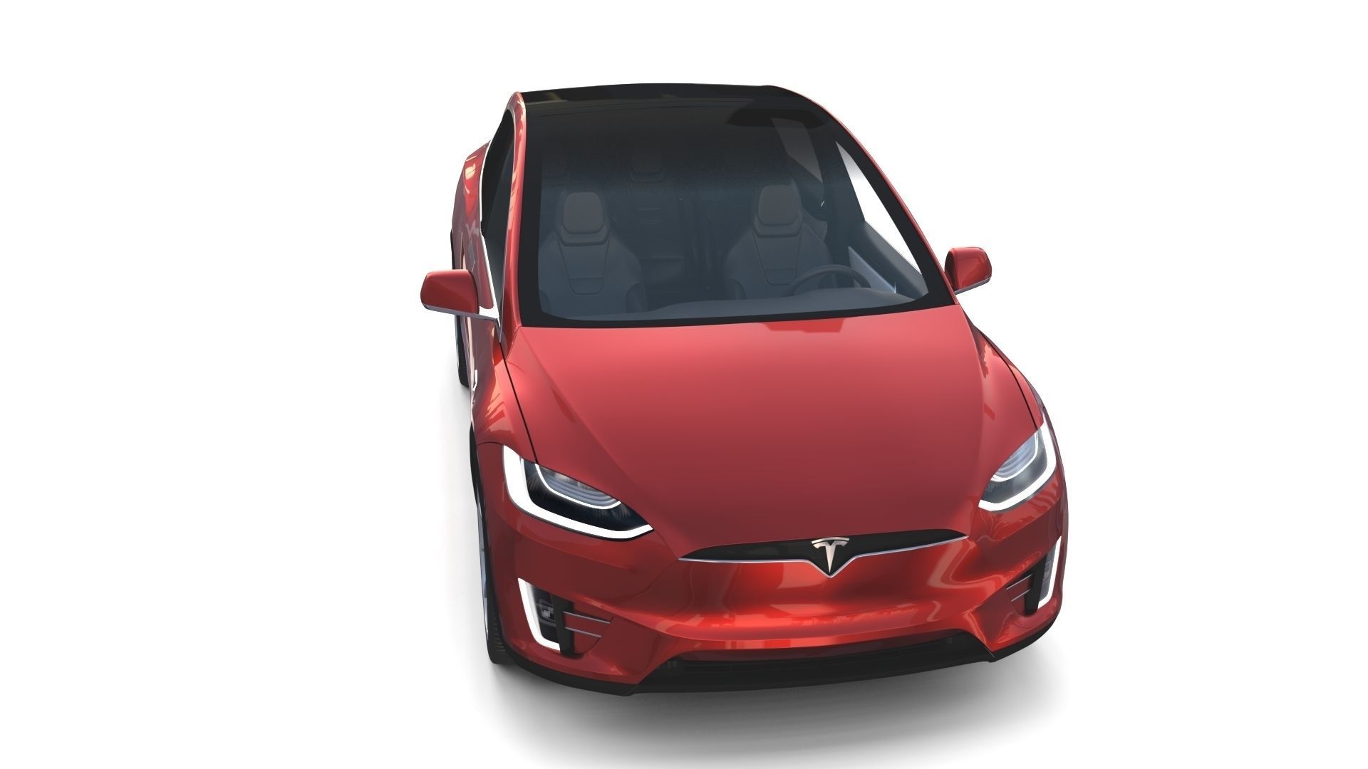 Tesla Model X Red with interior 3D model_5
