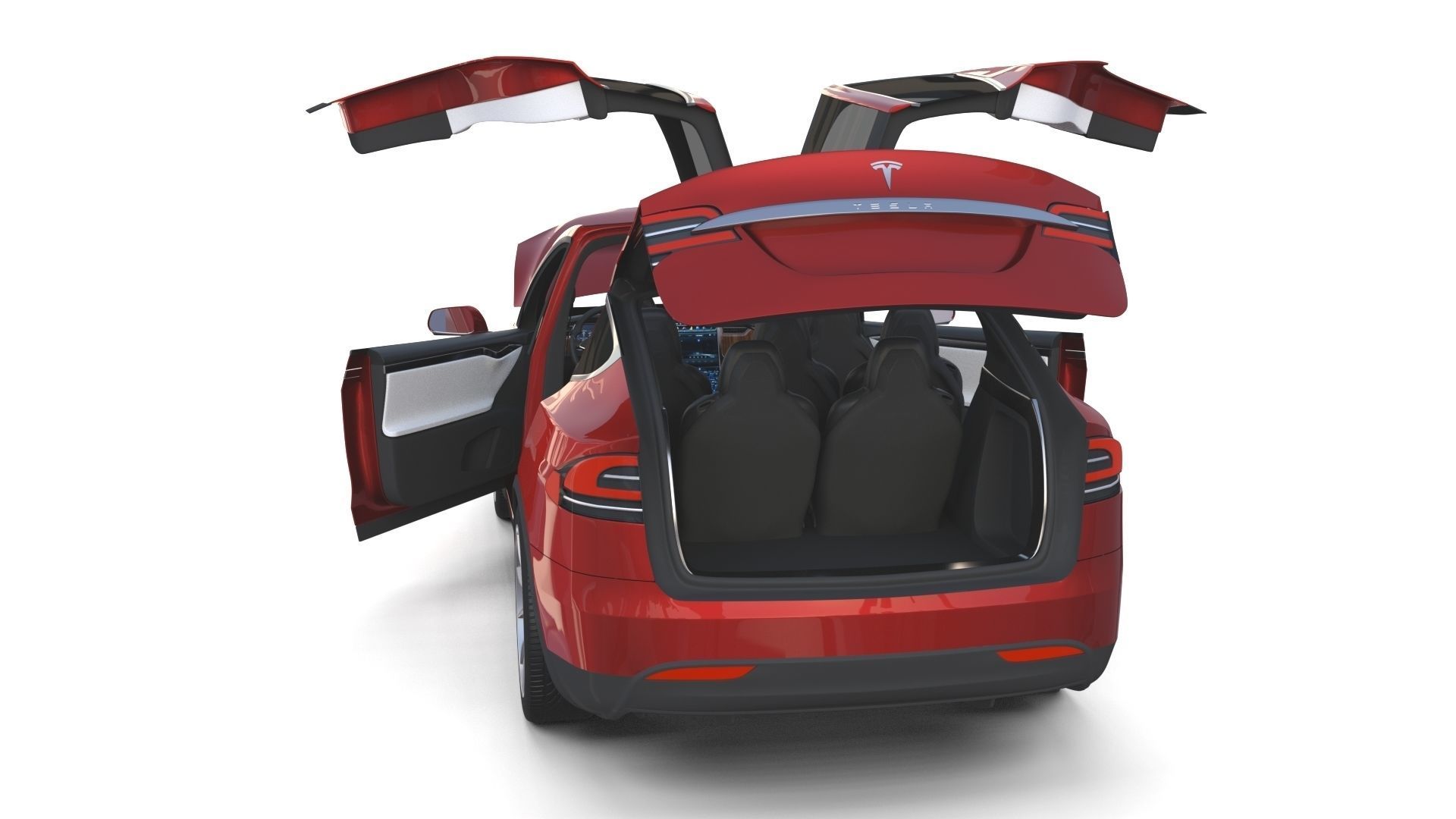 Tesla Model X Red with interior 3D model_24