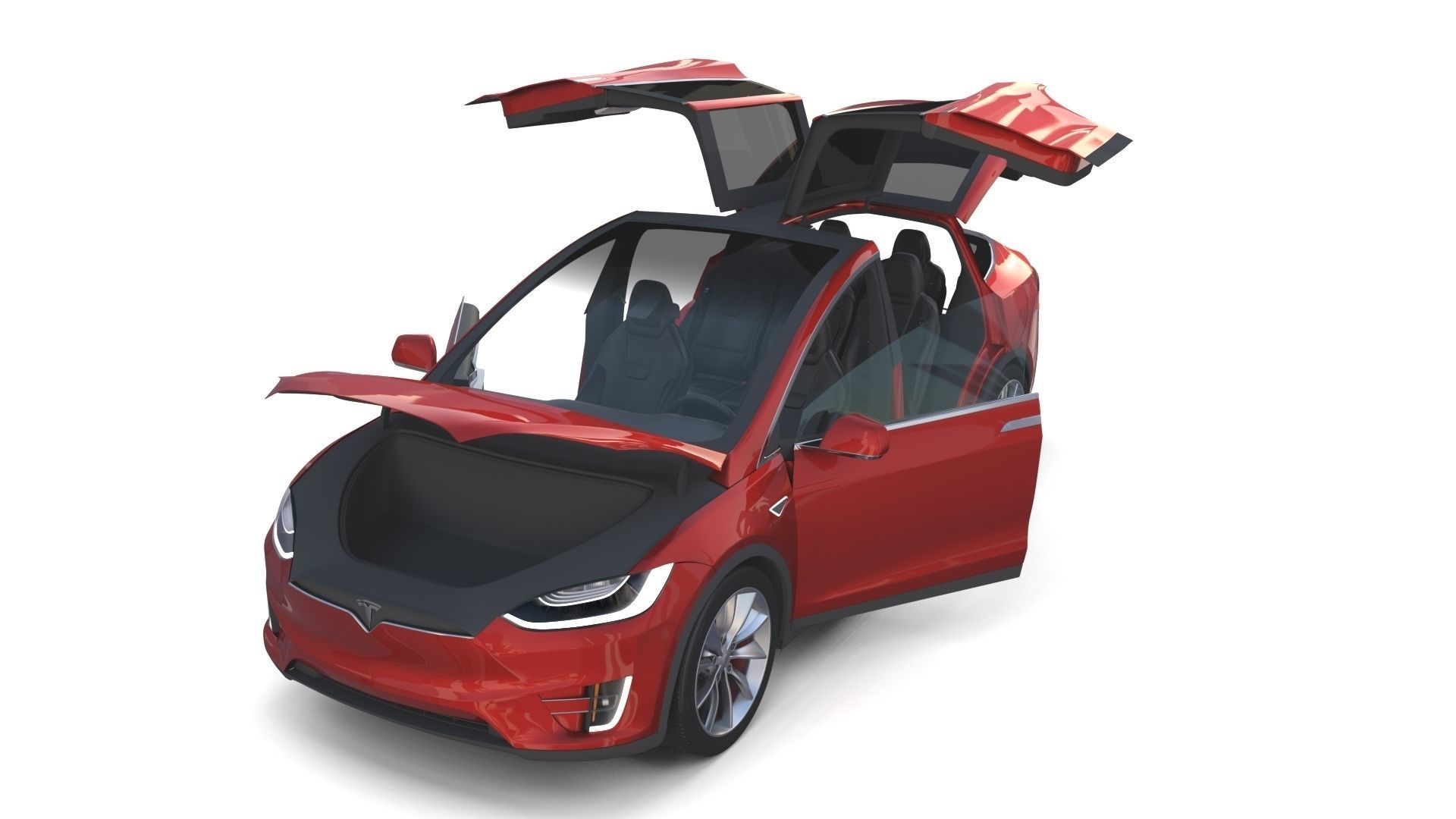 Tesla Model X Red with interior 3D model_28