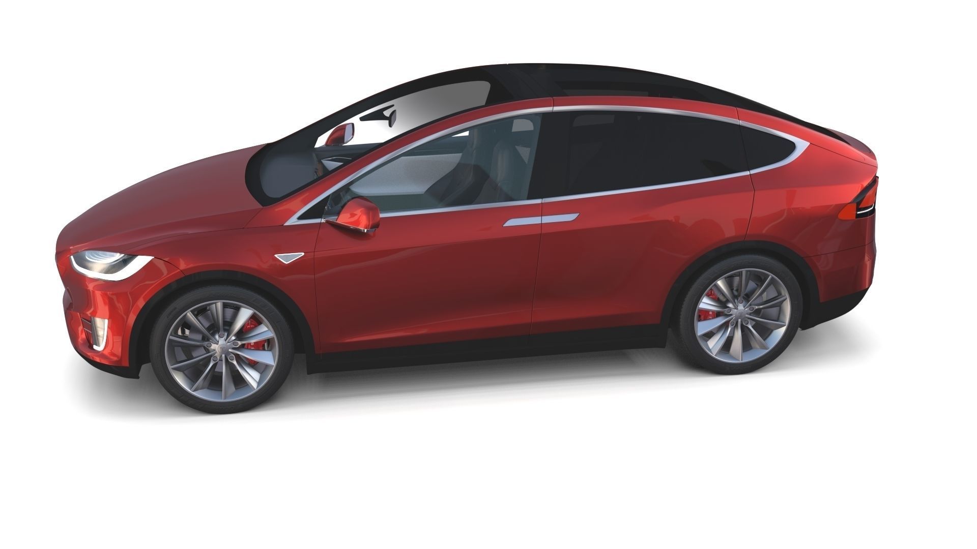 Tesla Model X Red with interior 3D model_3