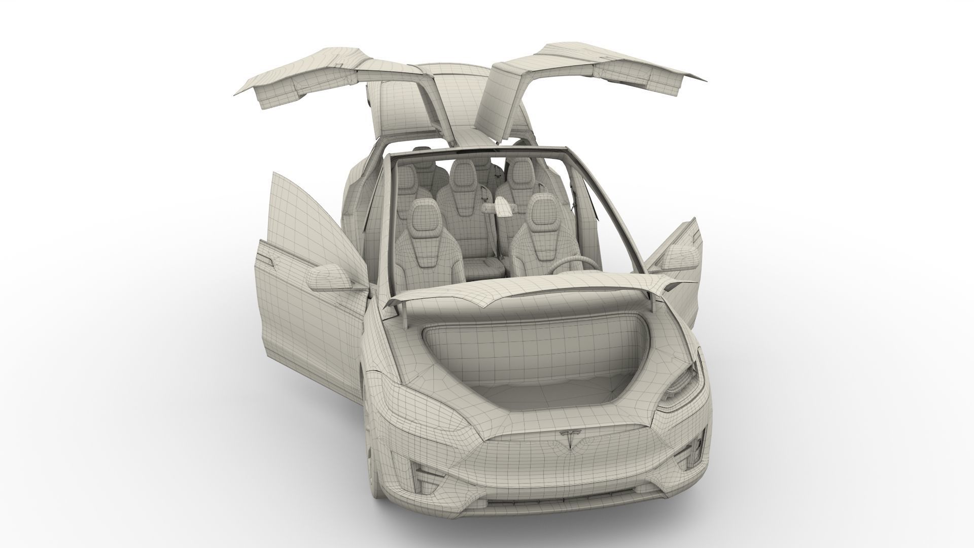Tesla Model X Blue with interior 3D model_58