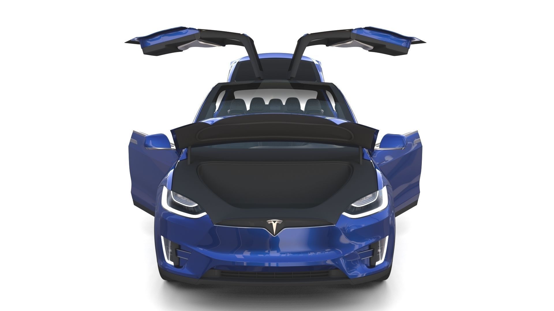 Tesla Model X Blue with interior 3D model_25