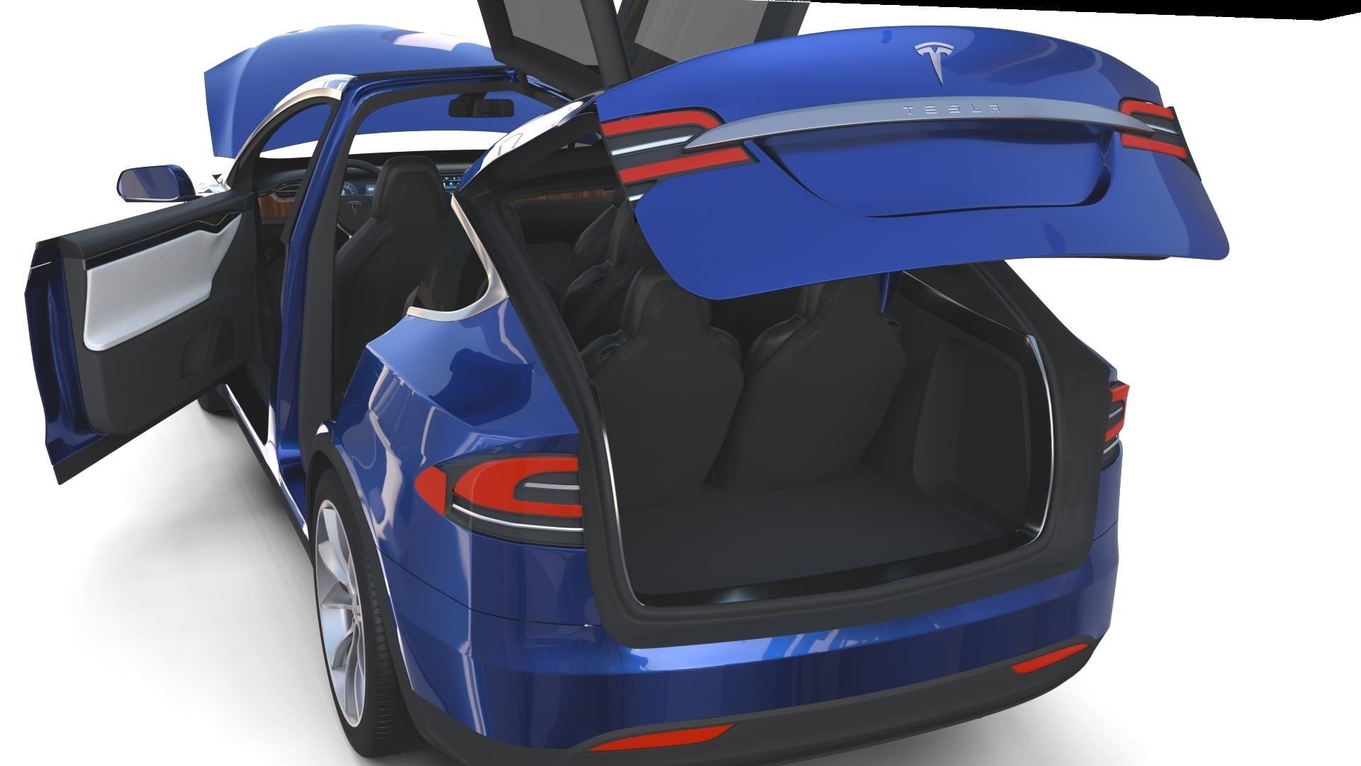 Tesla Model X Blue with interior 3D model_39