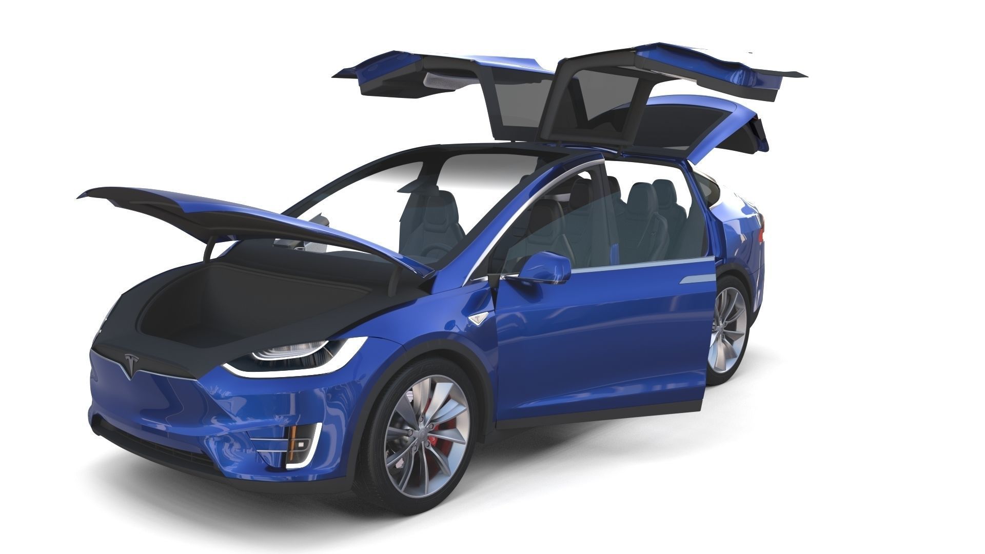 Tesla Model X Blue with interior 3D model_29