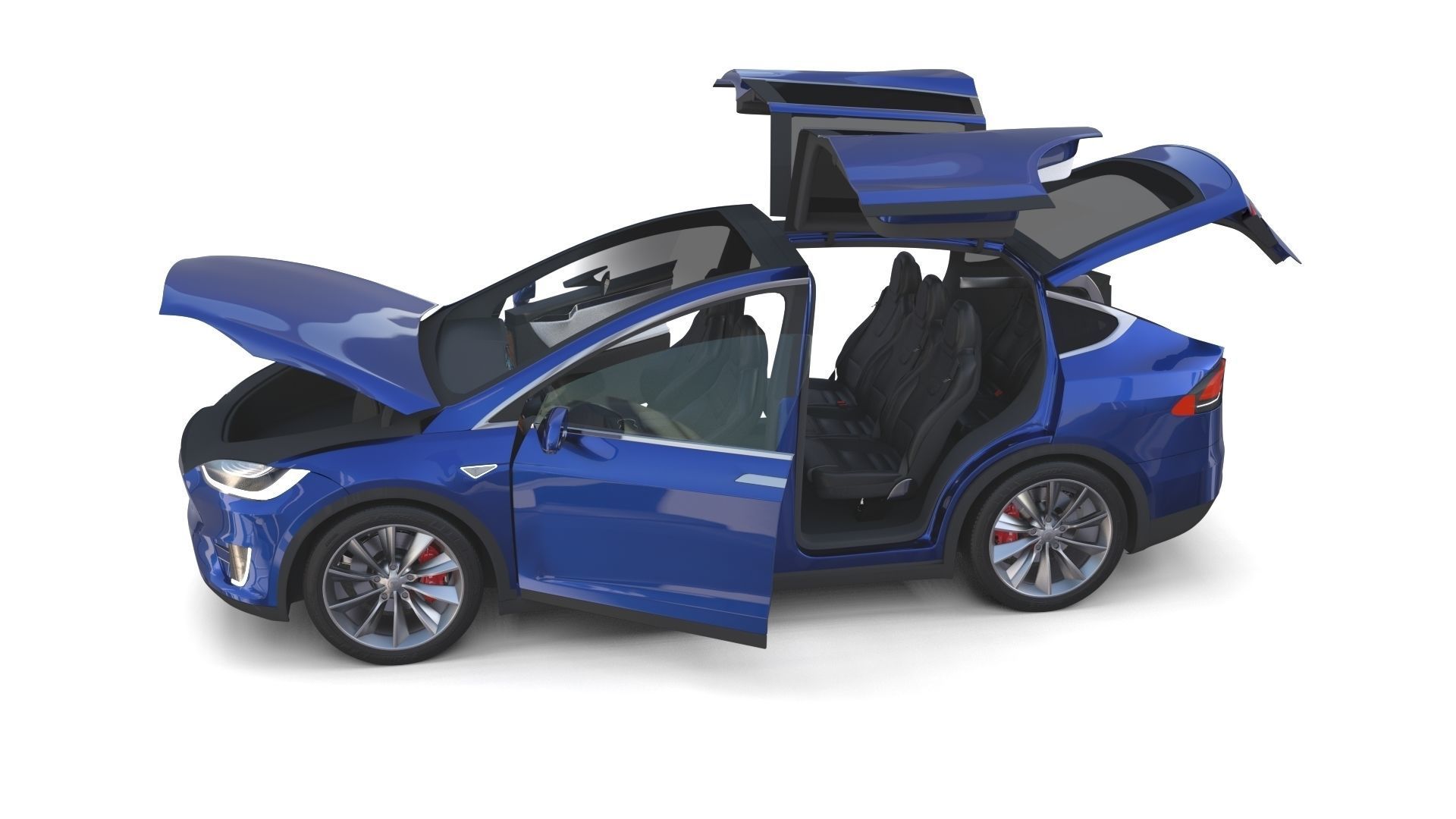 Tesla Model X Blue with interior 3D model_35