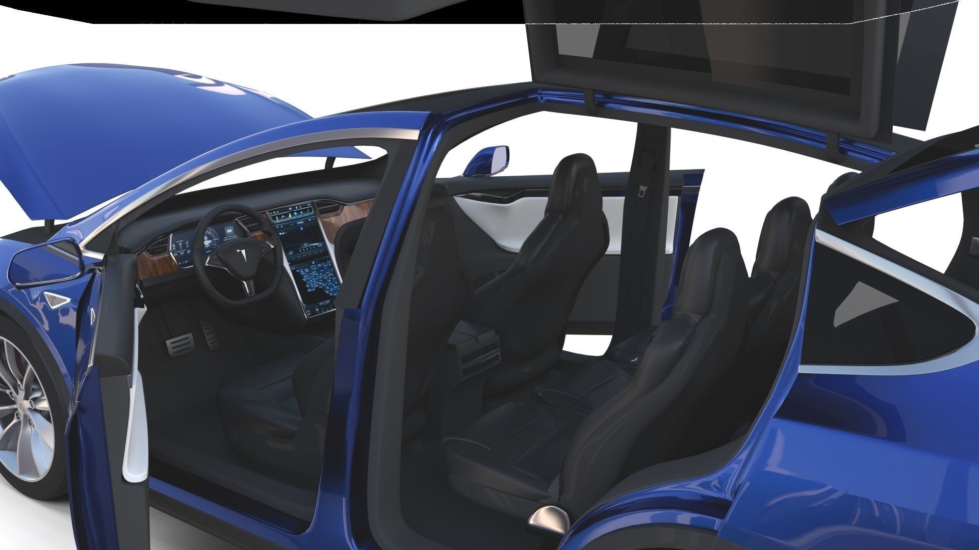Tesla Model X Blue with interior 3D model_44