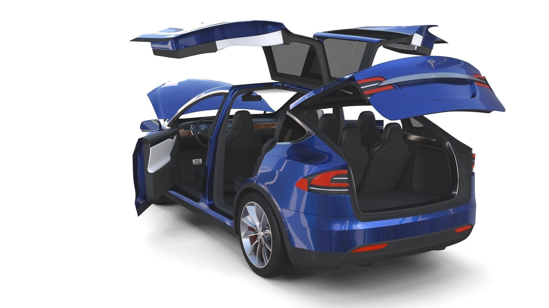 Tesla Model X Blue with interior 3D model_26