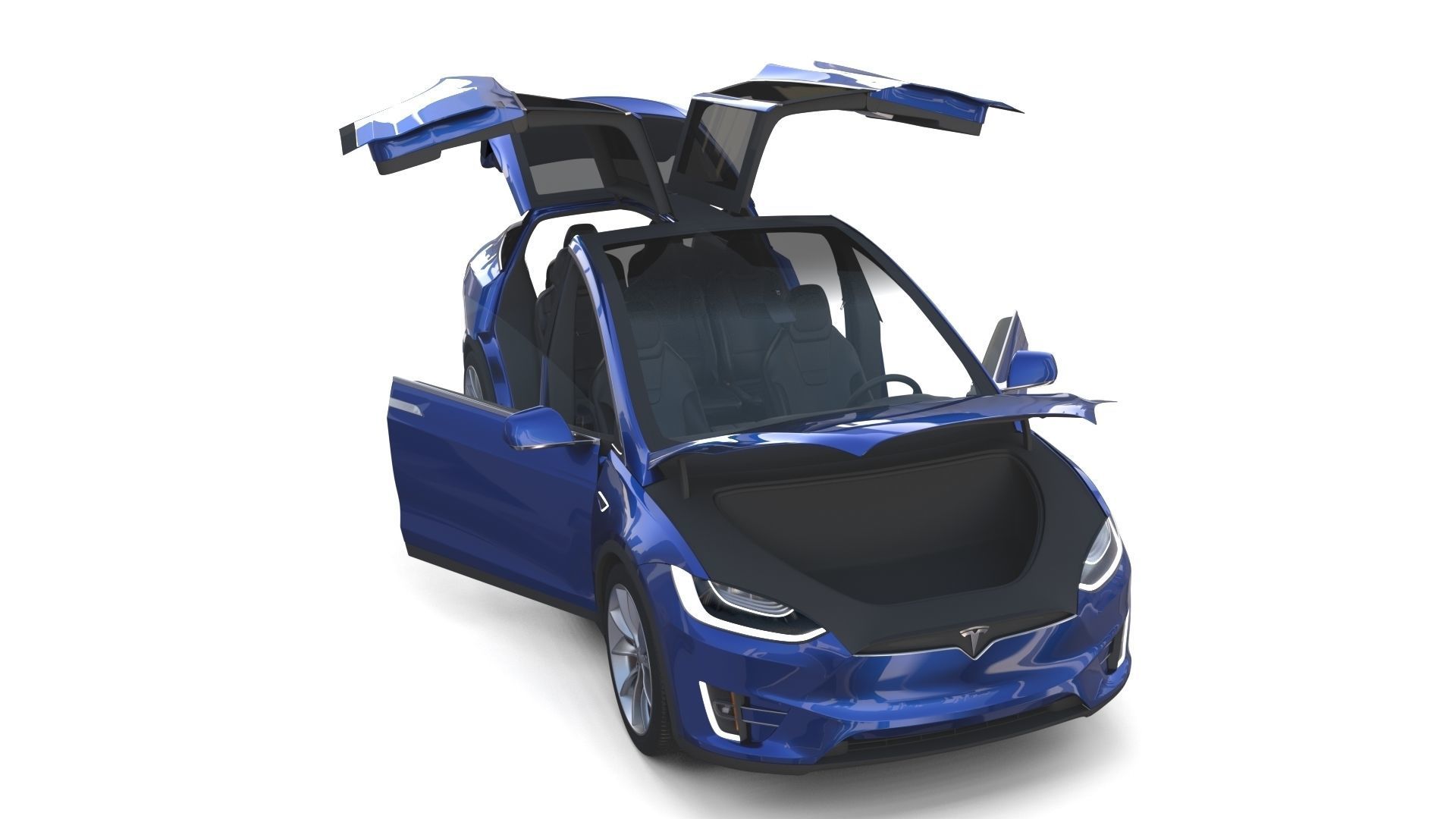 Tesla Model X Blue with interior 3D model_31