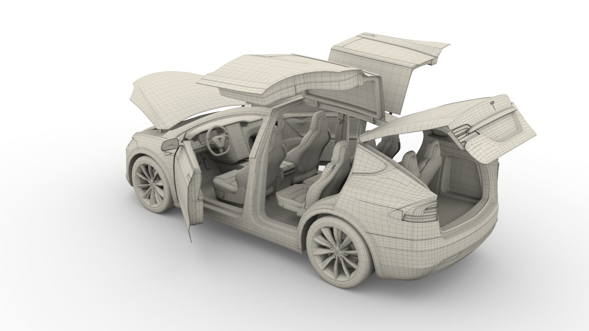 Tesla Model X Blue with interior 3D model_56
