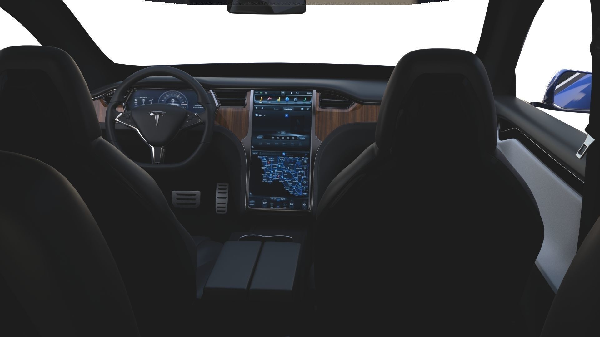 Tesla Model X Blue with interior 3D model_21