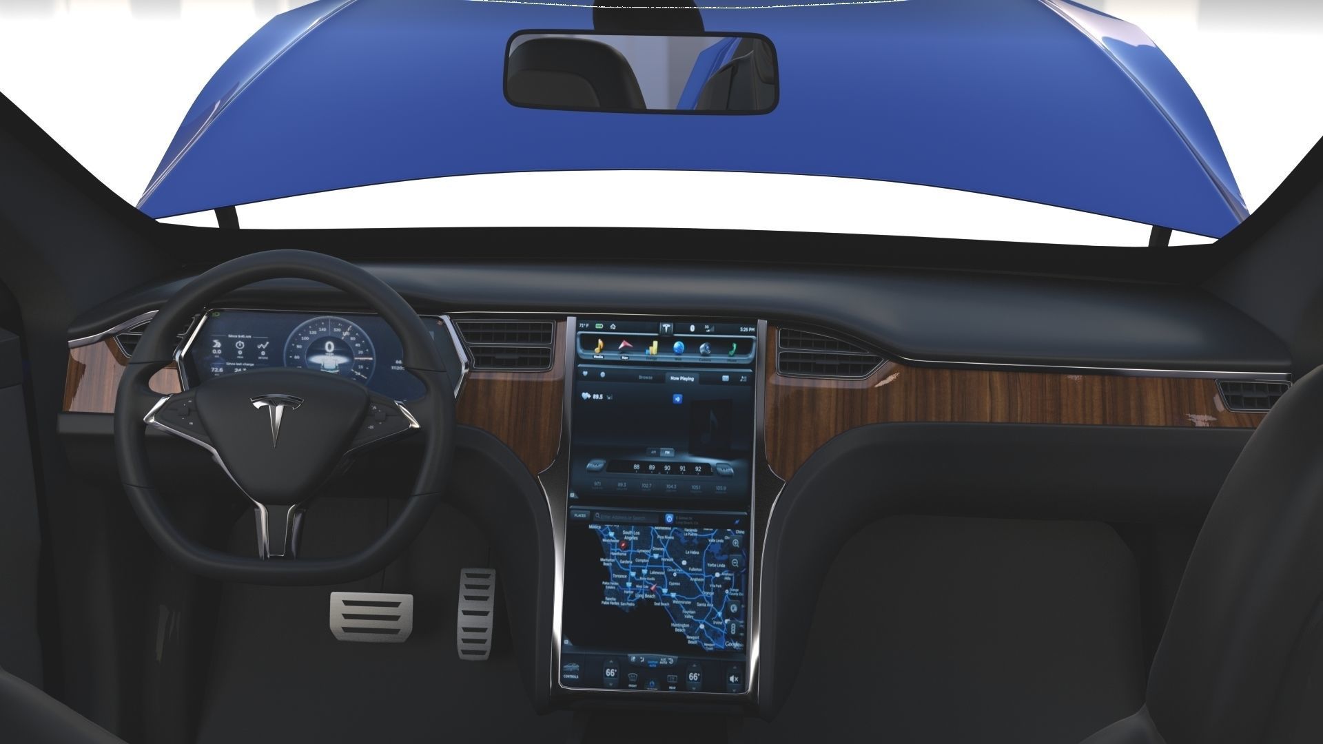 Tesla Model X Blue with interior 3D model_45