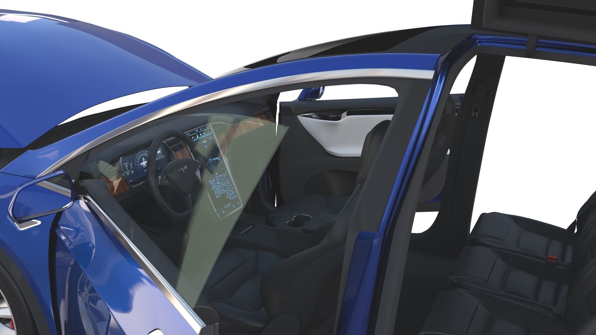 Tesla Model X Blue with interior 3D model_46