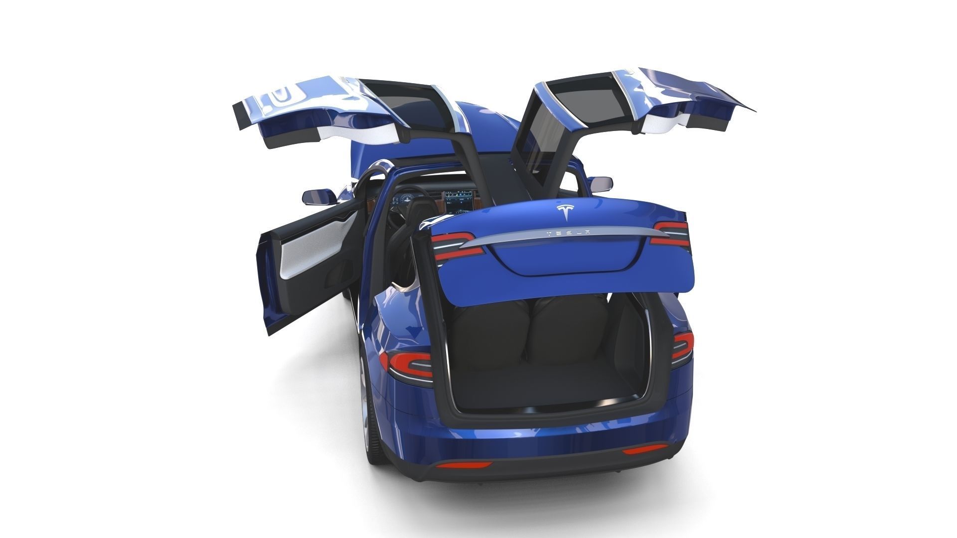 Tesla Model X Blue with interior 3D model_38