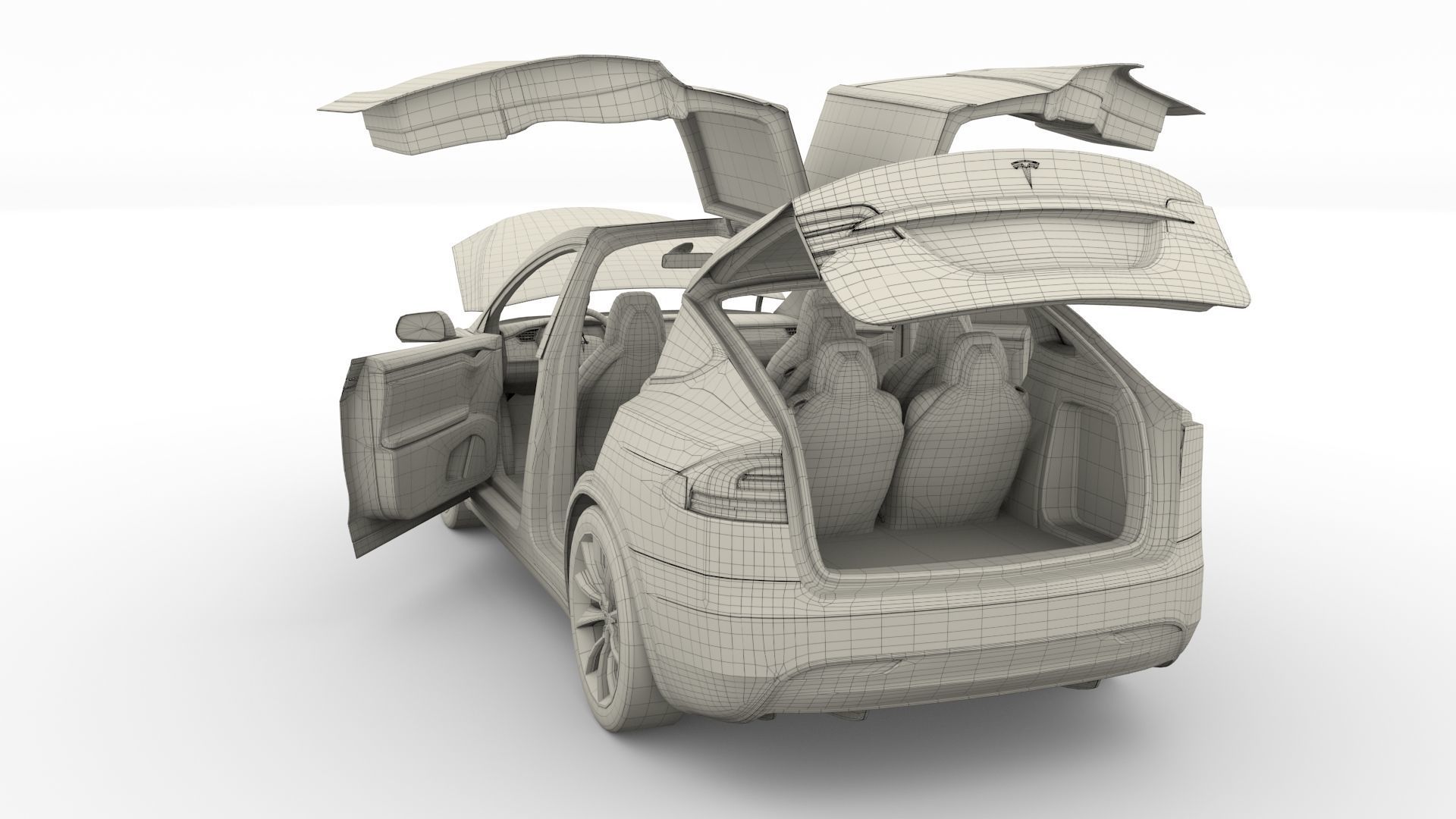 Tesla Model X Blue with interior 3D model_51