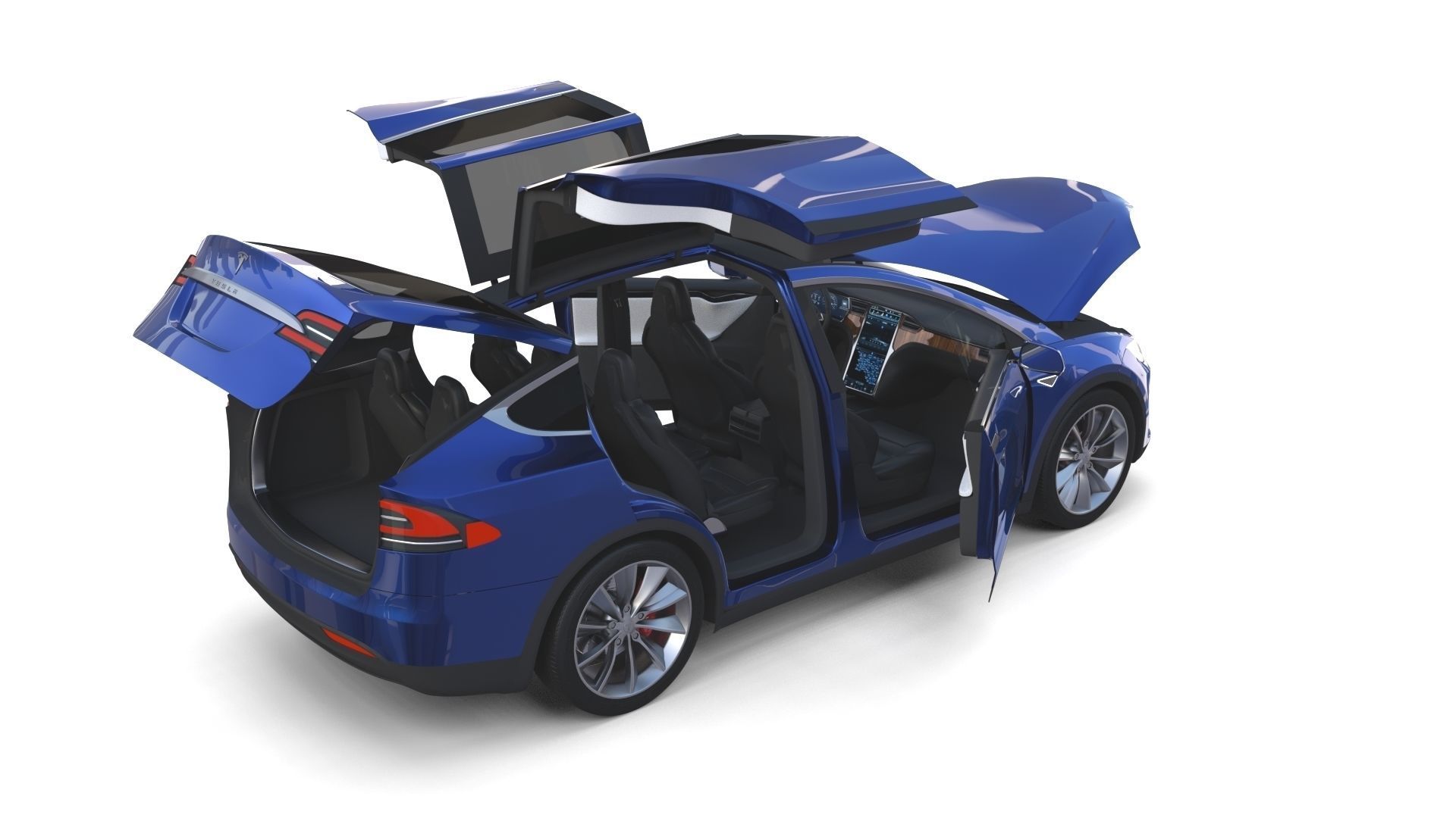 Tesla Model X Blue with interior 3D model_36