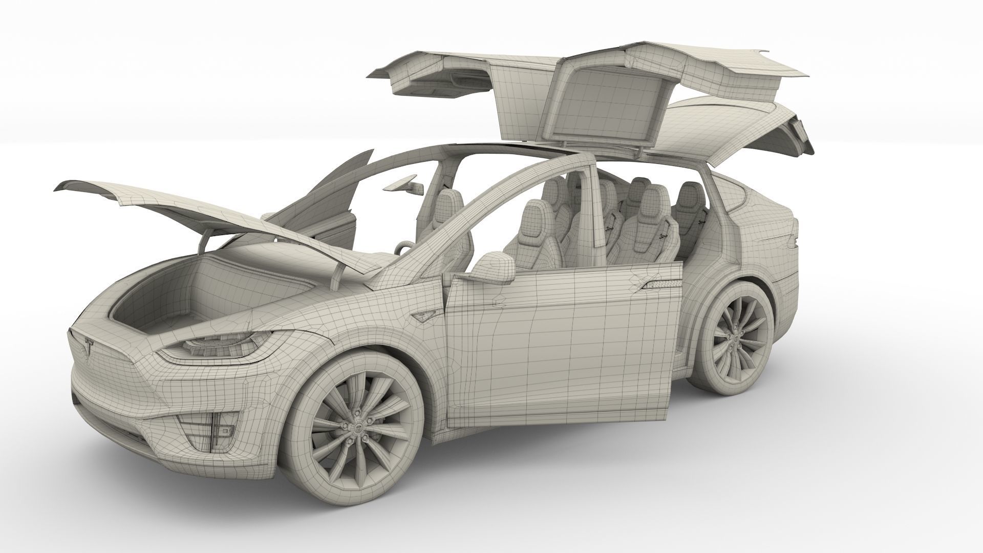 Tesla Model X Blue with interior 3D model_54