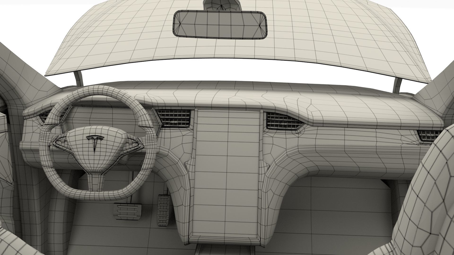 Tesla Model X Blue with interior 3D model_64