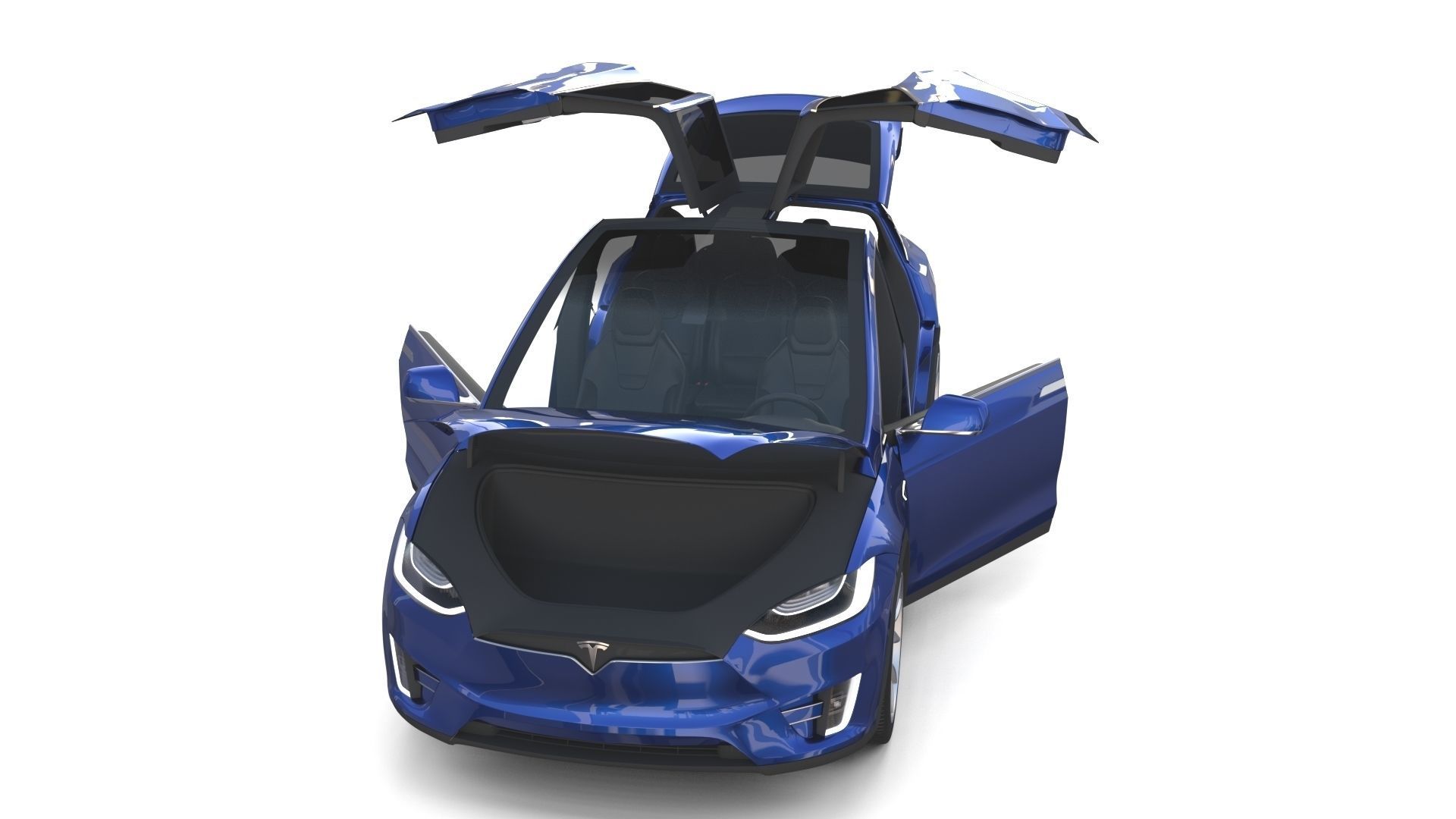 Tesla Model X Blue with interior 3D model_27