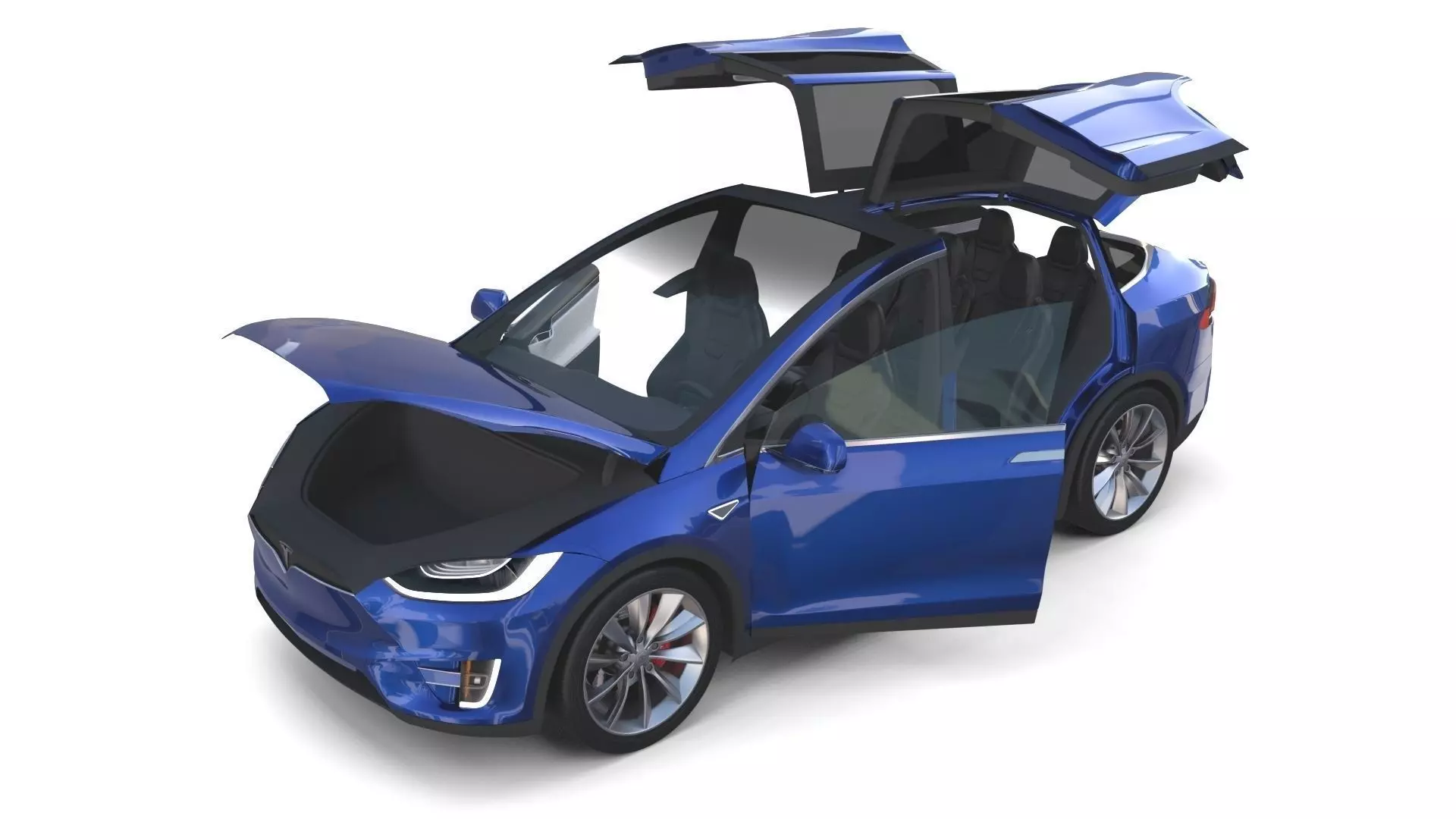 Tesla Model X Blue with interior 3D model_0