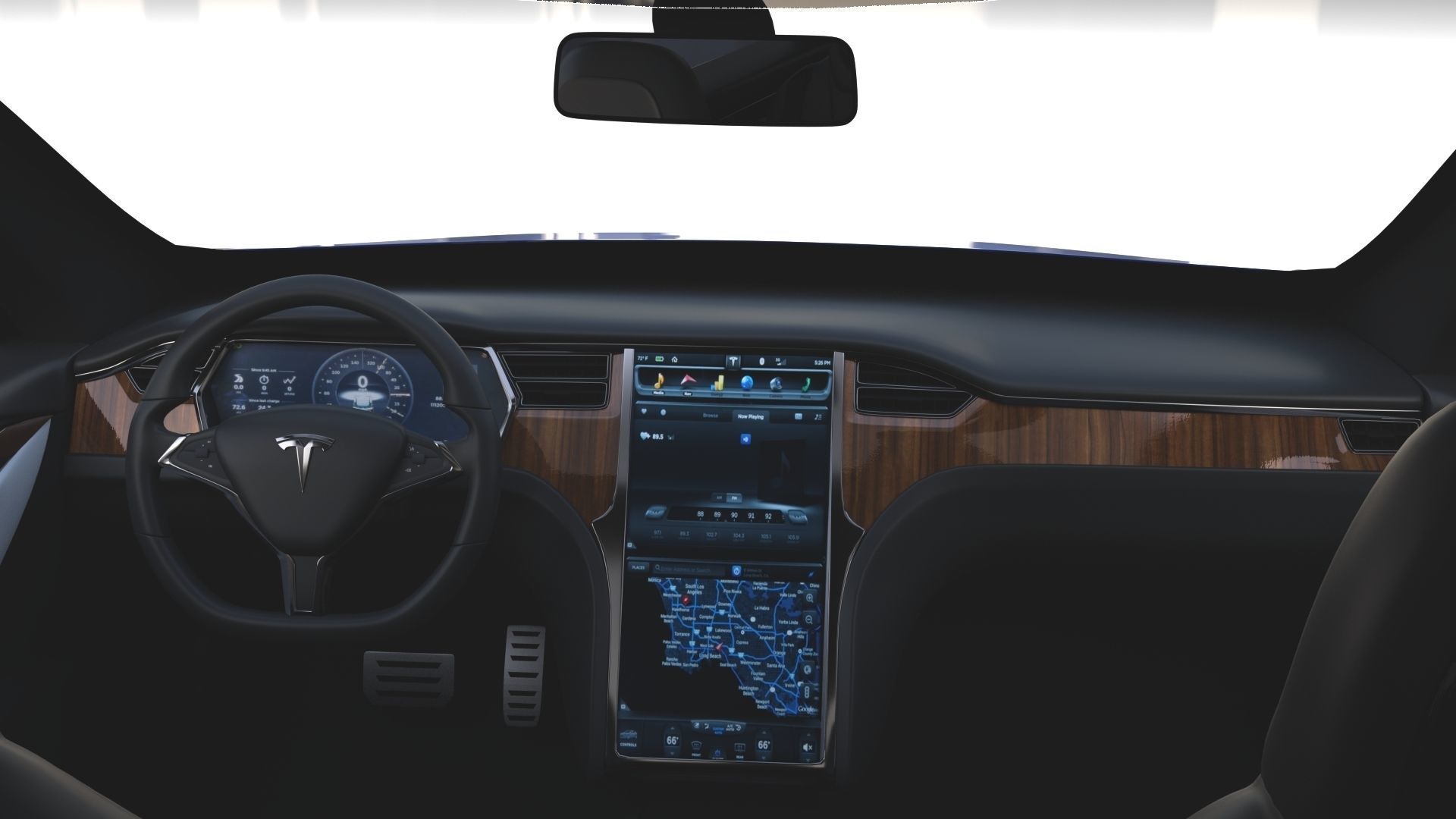 Tesla Model X Blue with interior 3D model_1