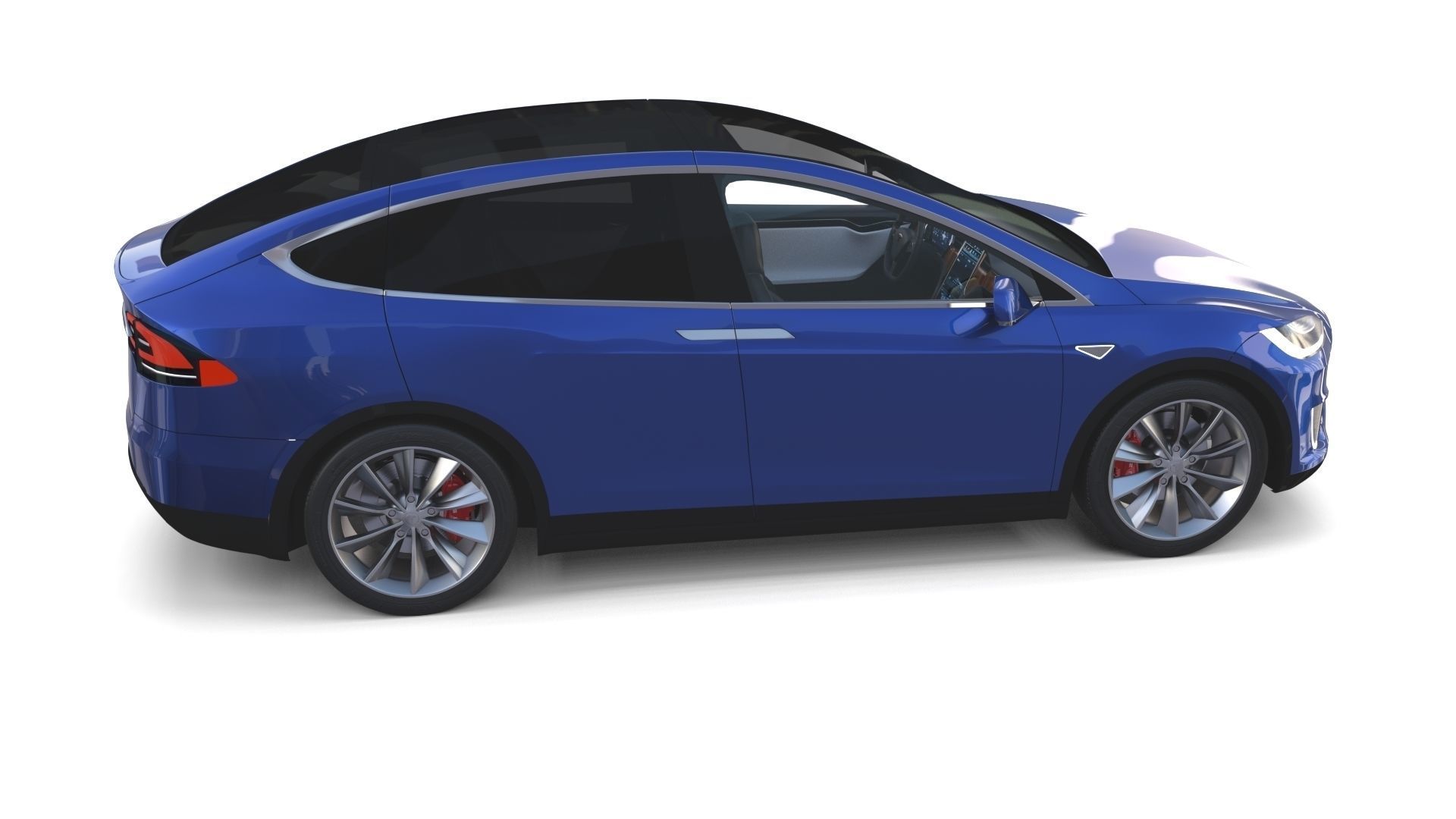 Tesla Model X Blue with interior 3D model_9