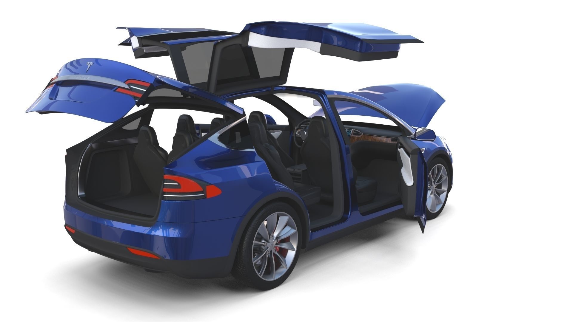 Tesla Model X Blue with interior 3D model_30
