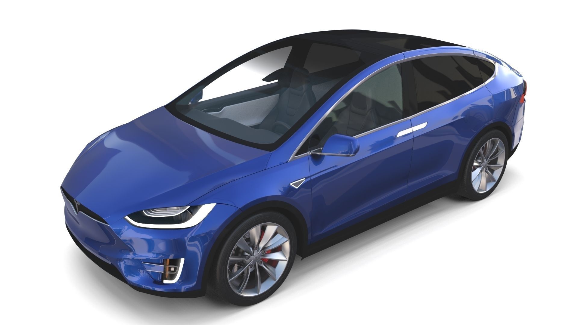 Tesla Model X Blue with interior 3D model_13