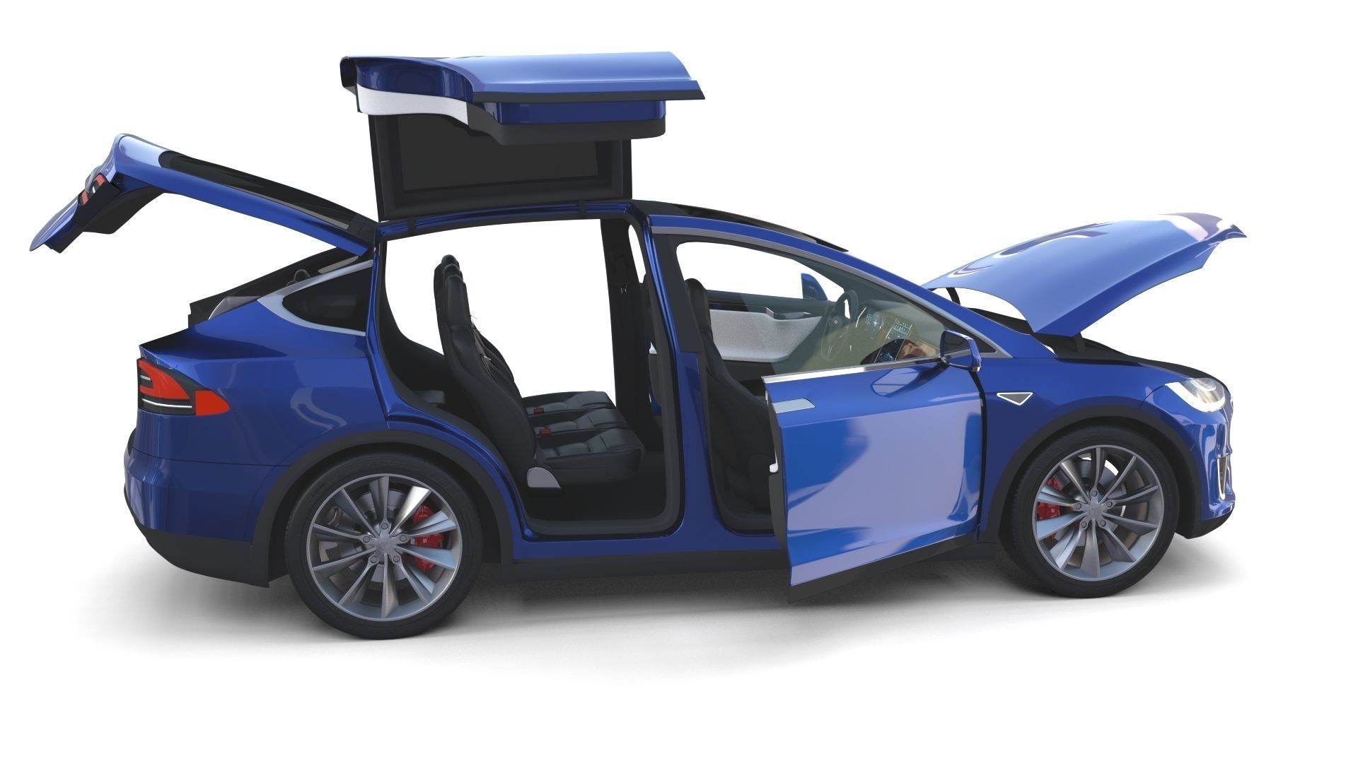 Tesla Model X Blue with interior 3D model_28