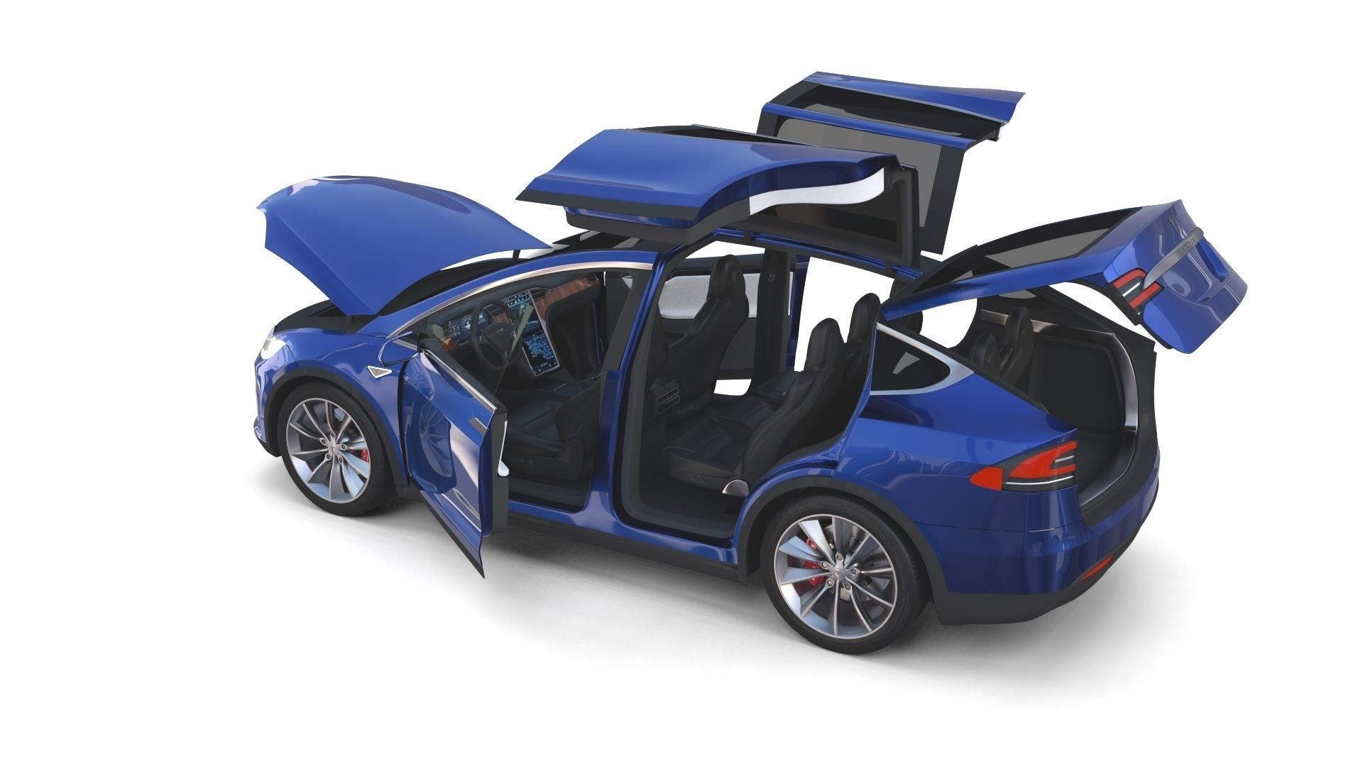 Tesla Model X Blue with interior 3D model_32