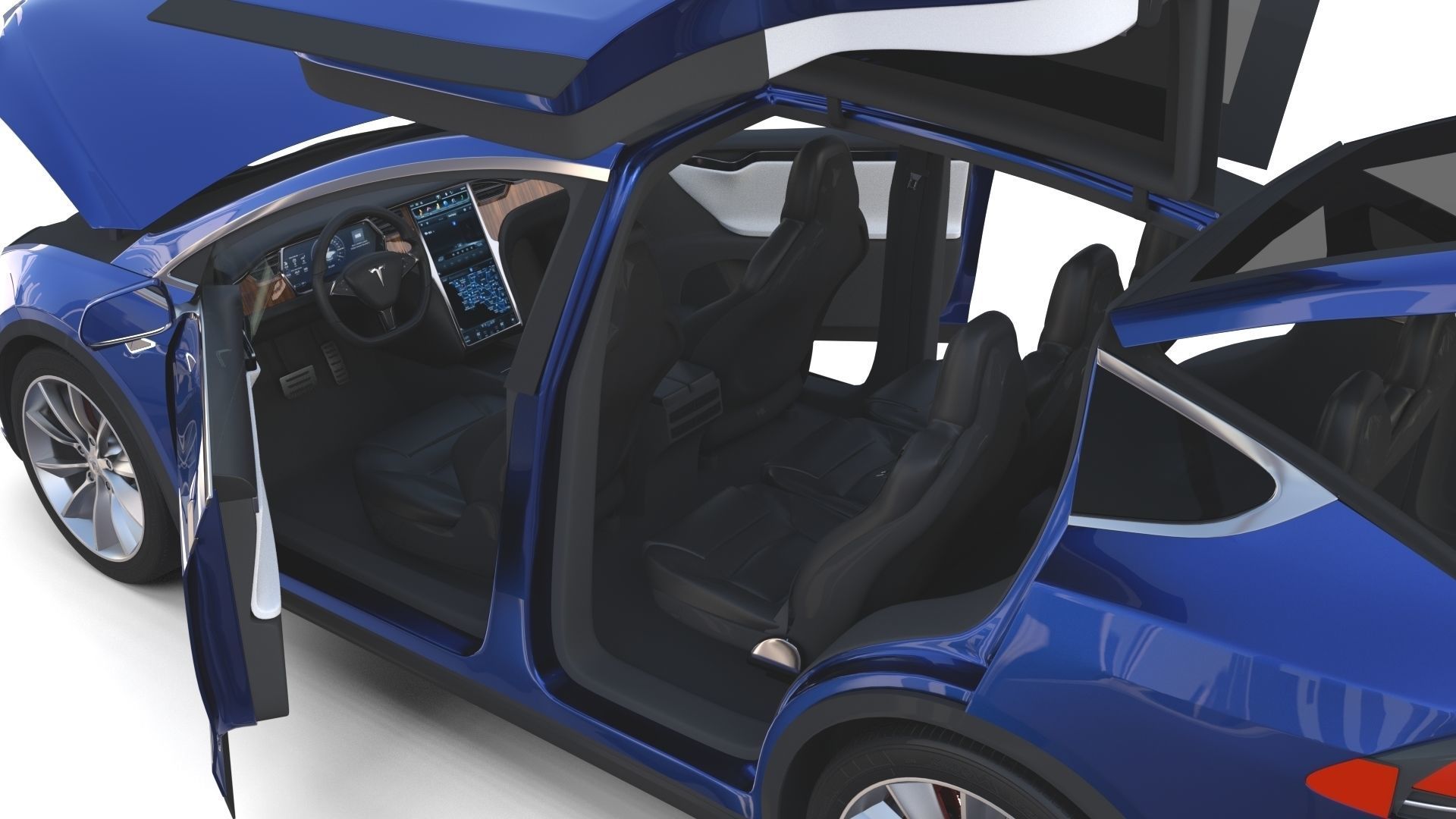 Tesla Model X Blue with interior 3D model_40