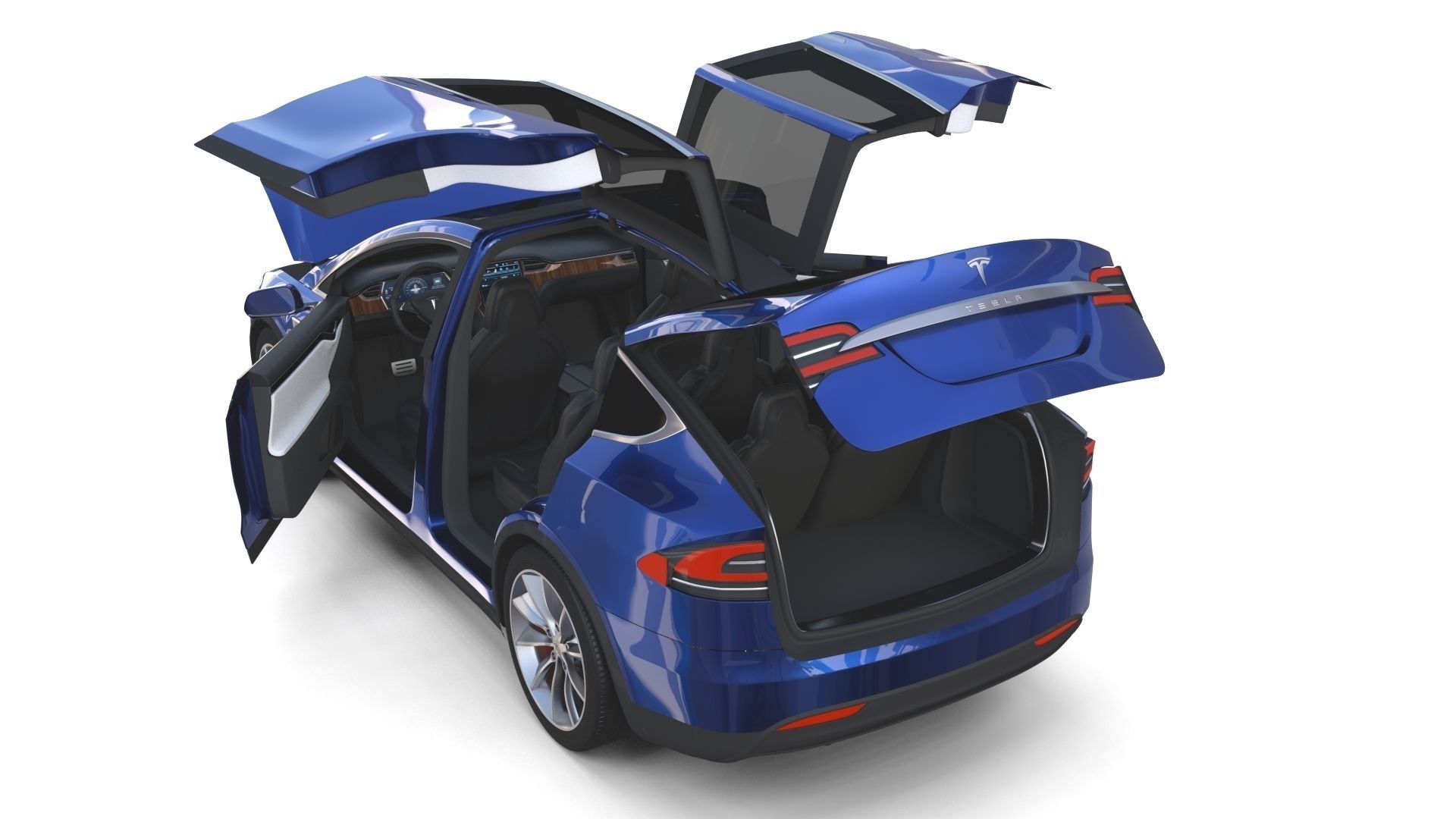 Tesla Model X Blue with interior 3D model_42