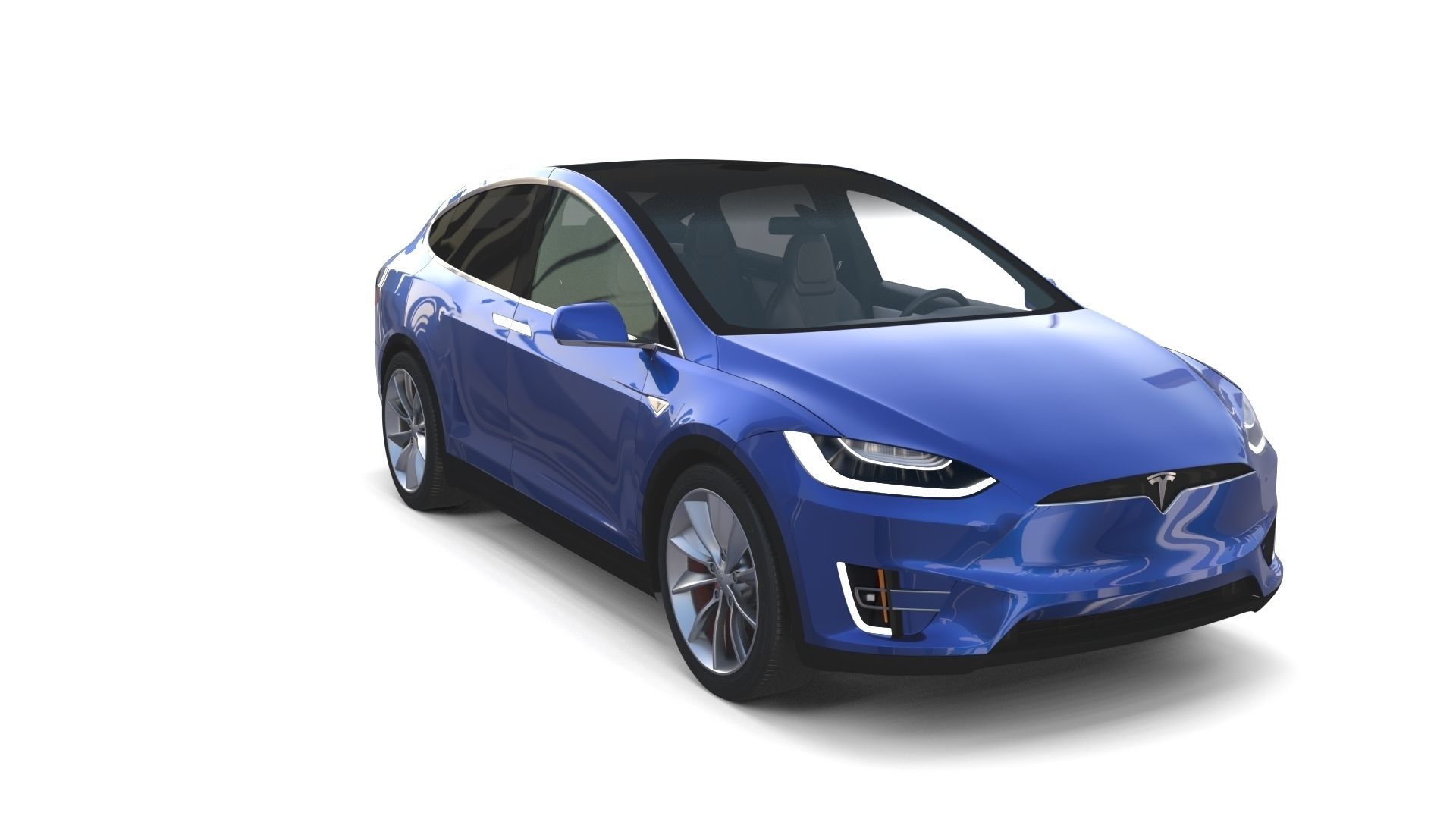 Tesla Model X Blue with interior 3D model_4
