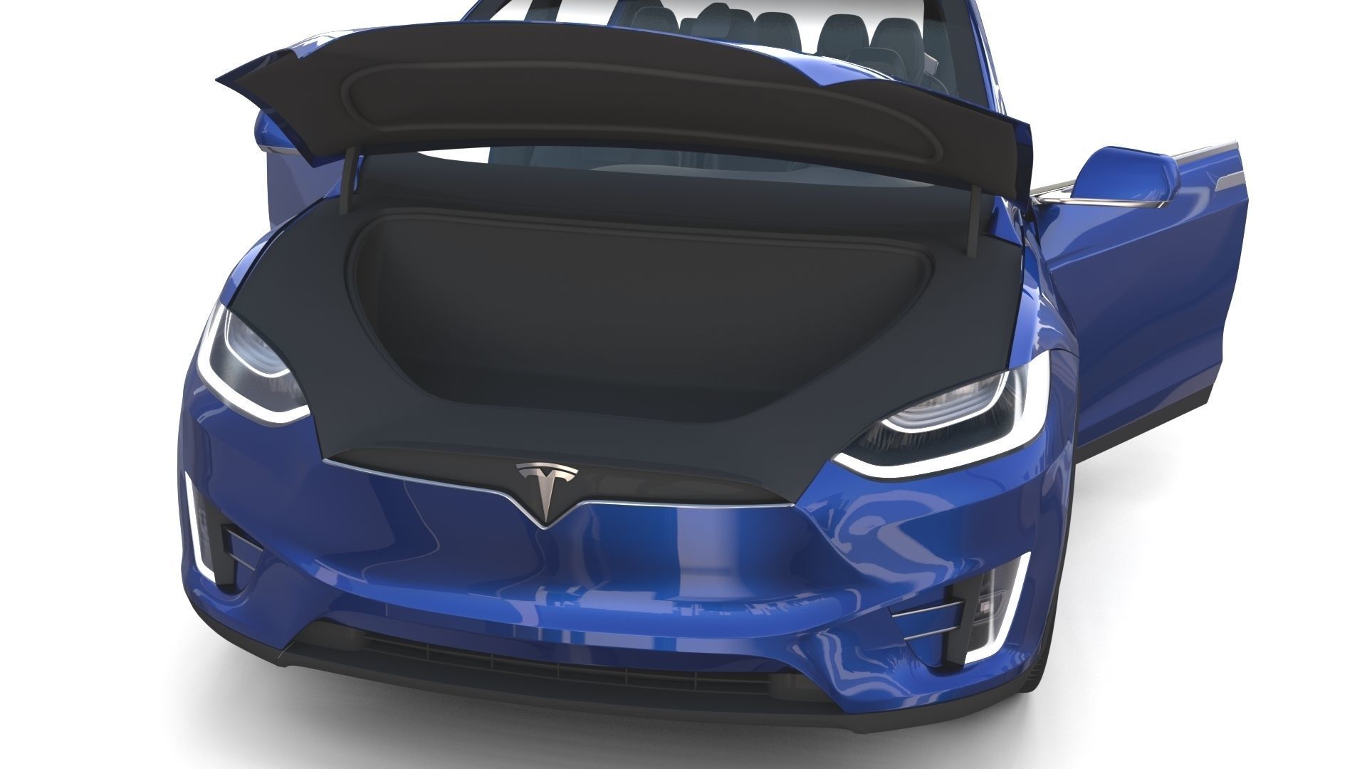 Tesla Model X Blue with interior 3D model_43