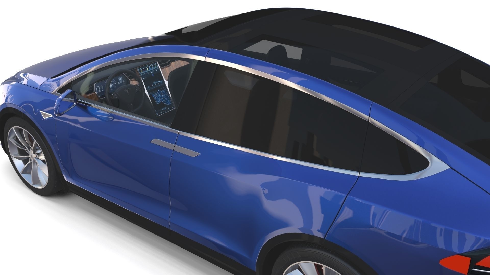 Tesla Model X Blue with interior 3D model_20