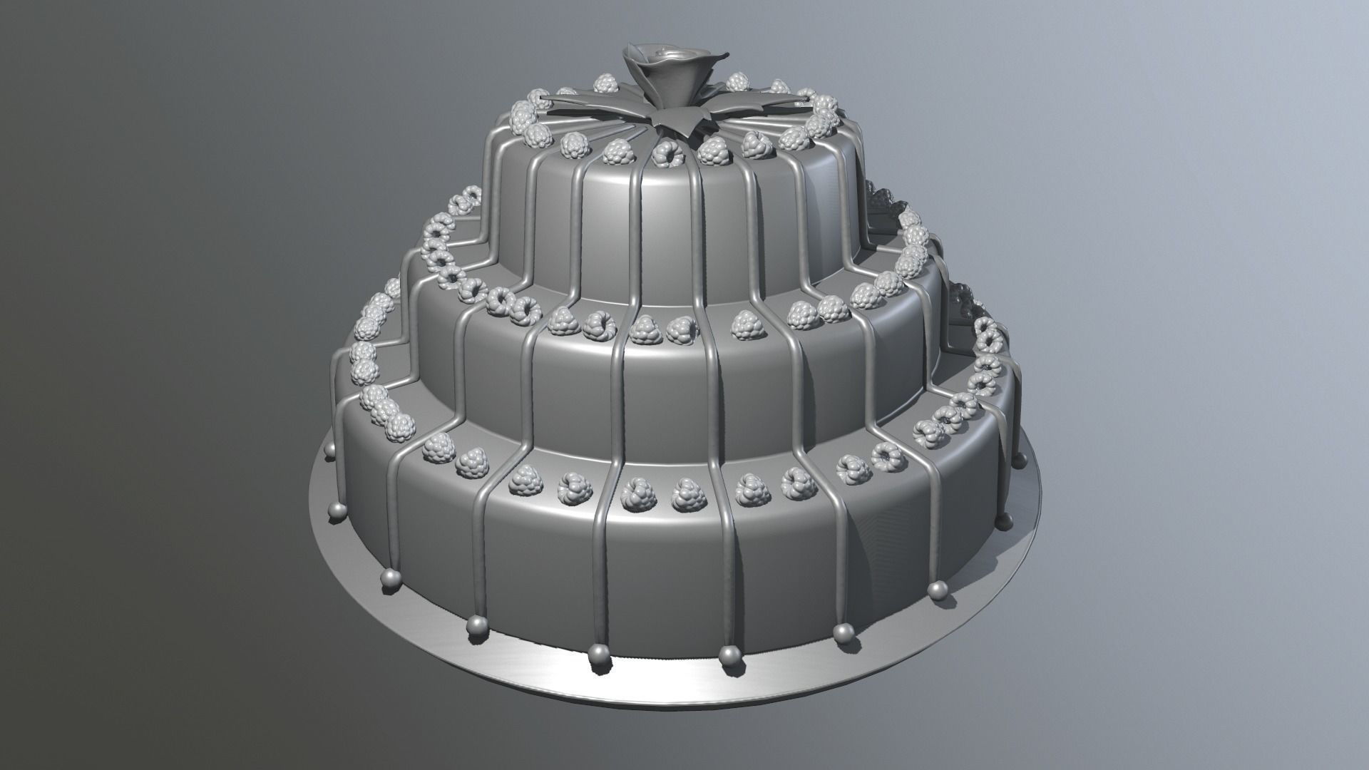 Delicious Raspberry Cake Low-poly 3D model_12