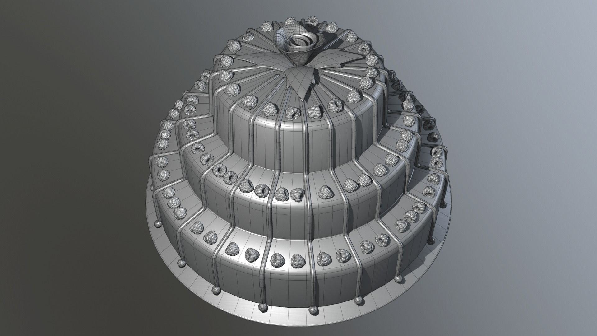 Delicious Raspberry Cake Low-poly 3D model_4