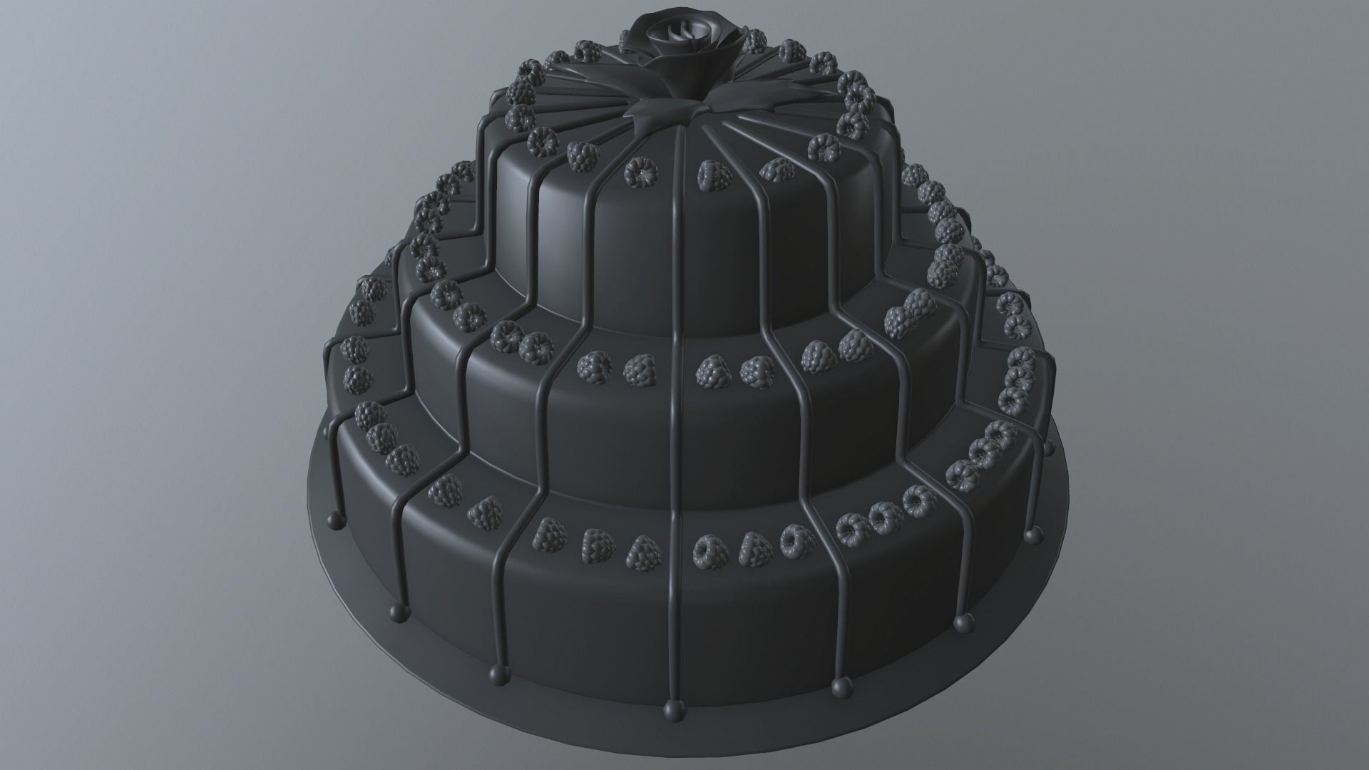 Delicious Raspberry Cake Low-poly 3D model_5