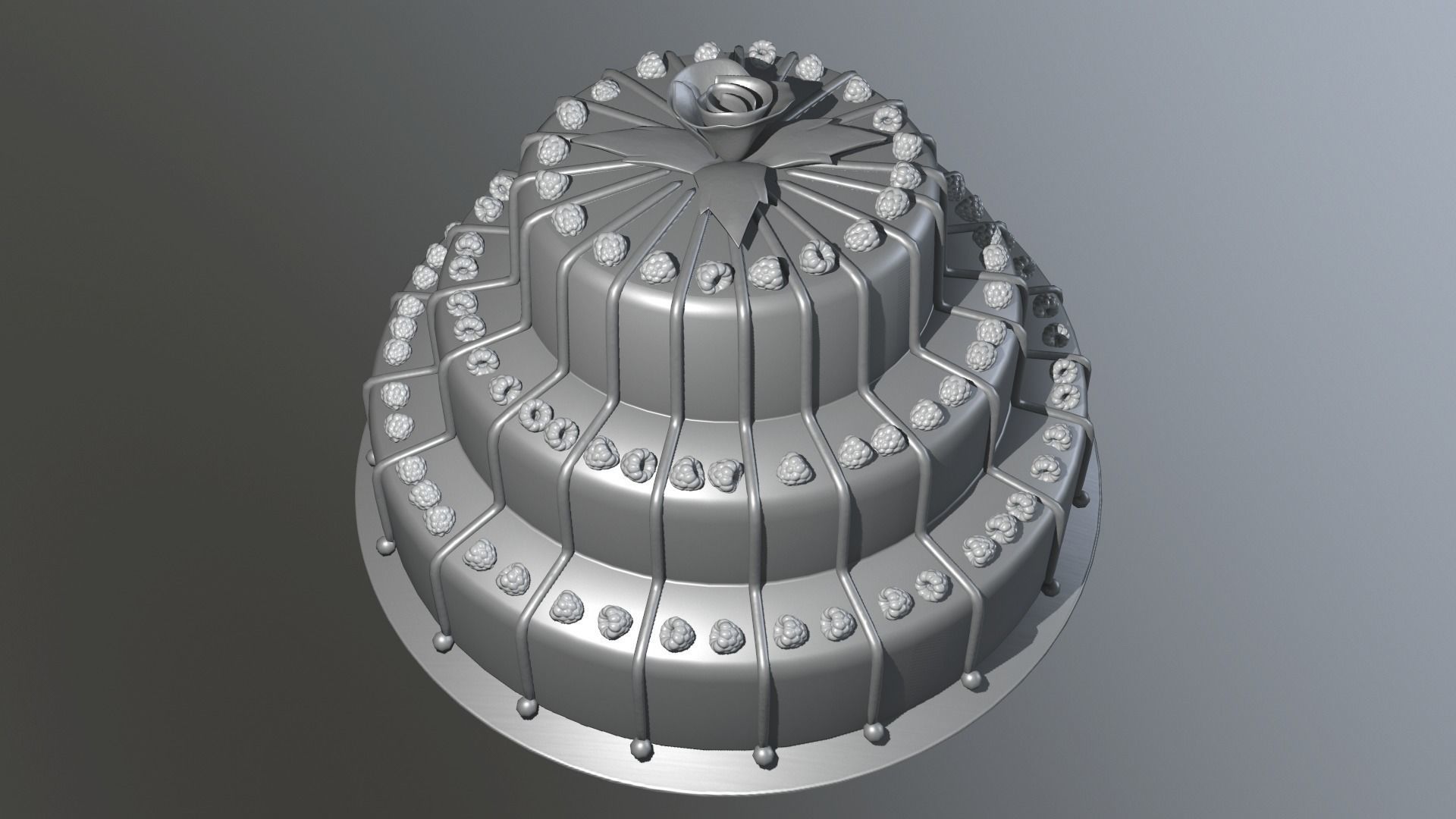 Delicious Raspberry Cake Low-poly 3D model_6