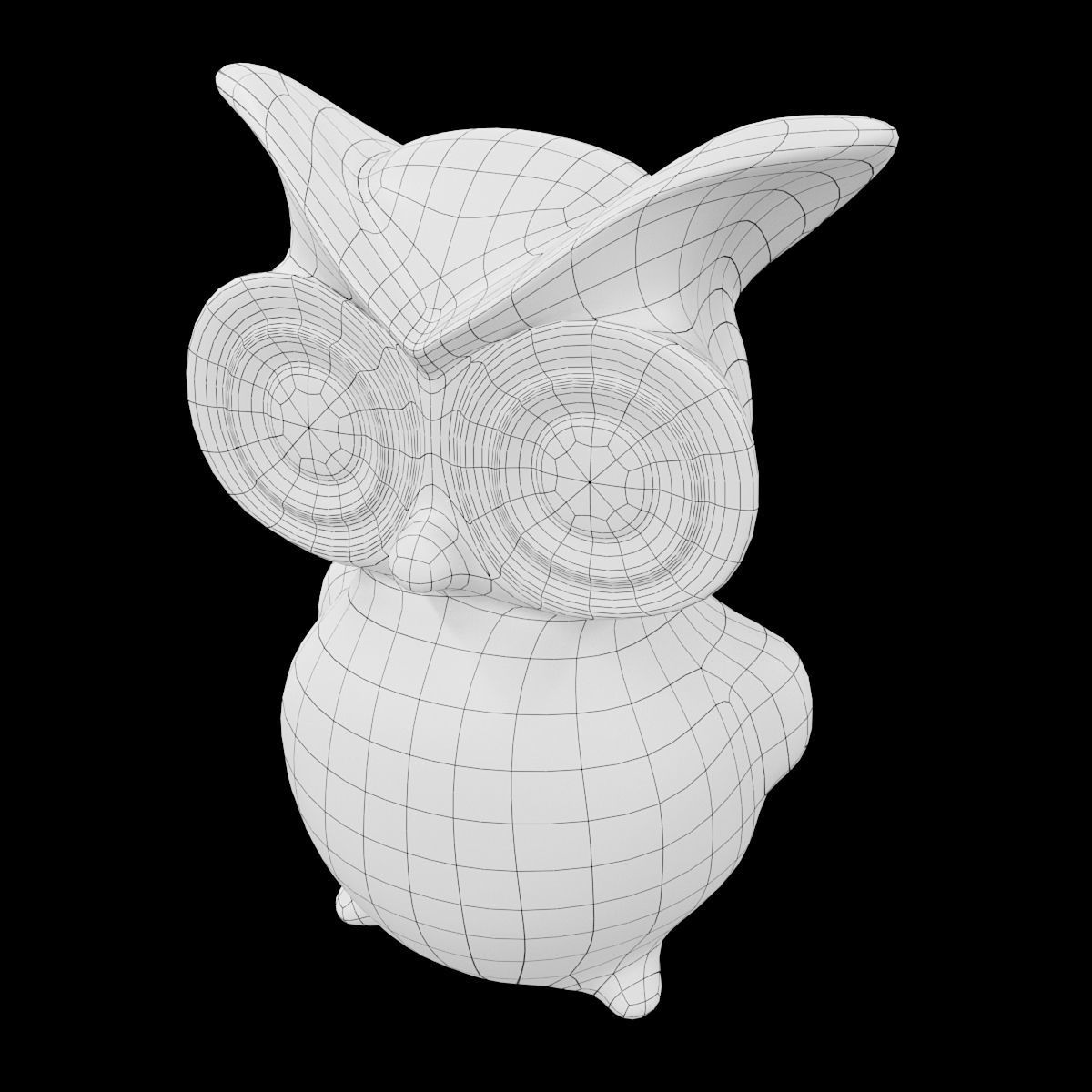 Ceramics Owl model 2 Low-poly 3D model_3