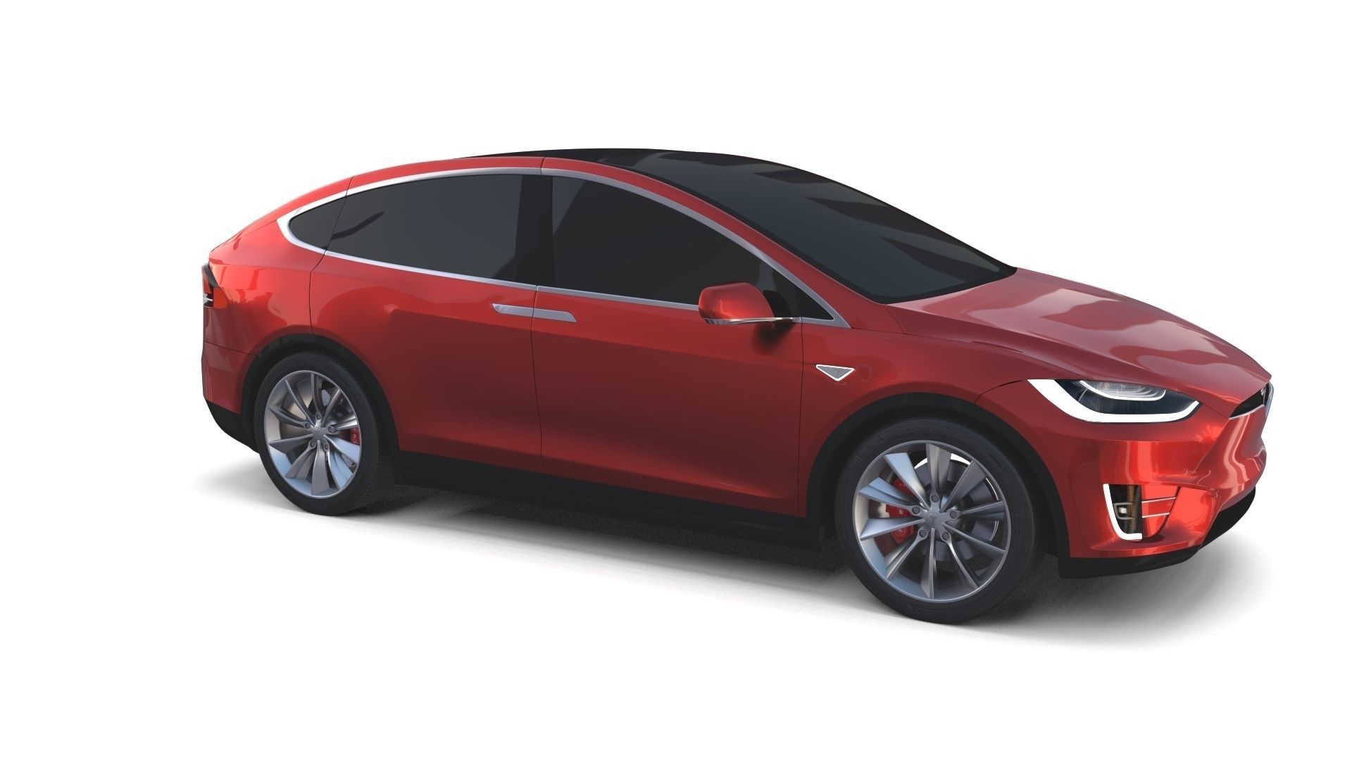 Tesla Model X Red 3D model_23