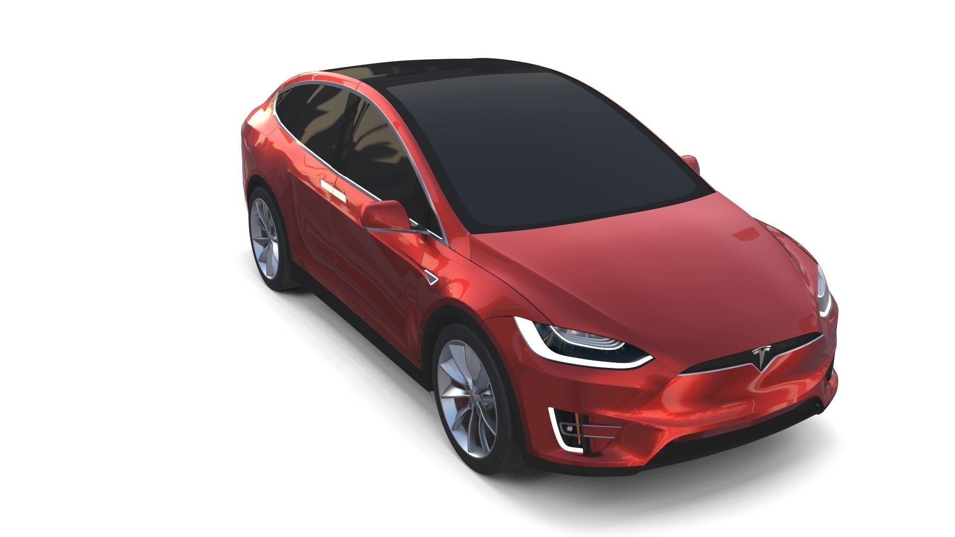 Tesla Model X Red 3D model_35