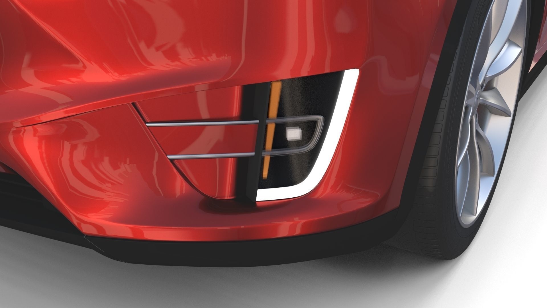 Tesla Model X Red 3D model_39